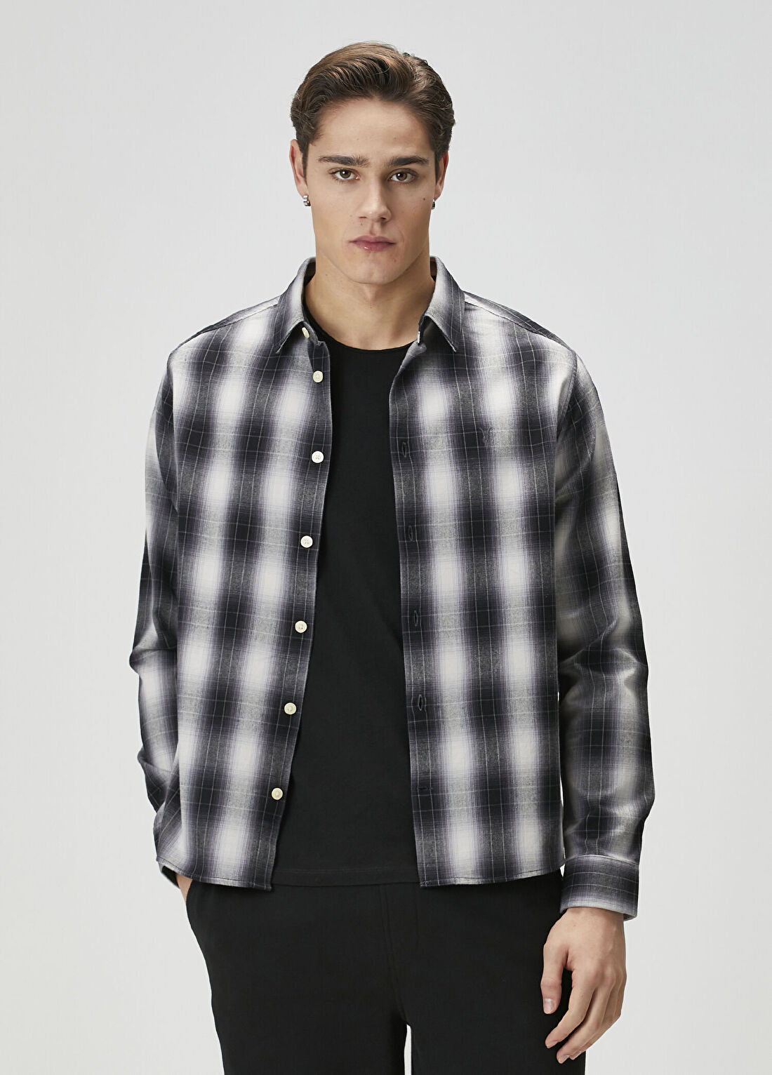 AllSaints Holborn Siyah Beyaz Gömlek