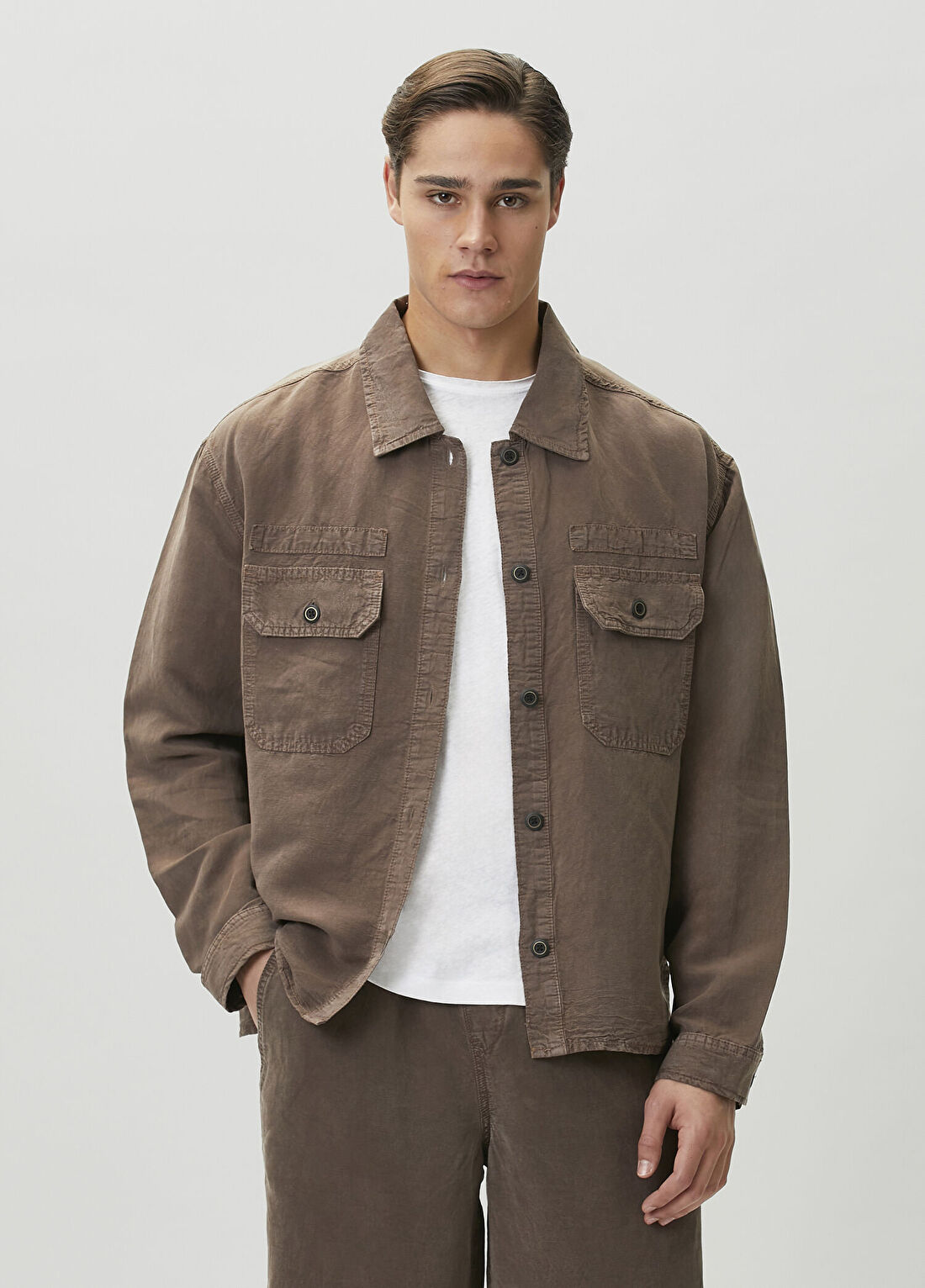 AllSaints Korten Kahverengi Denim Gömlek