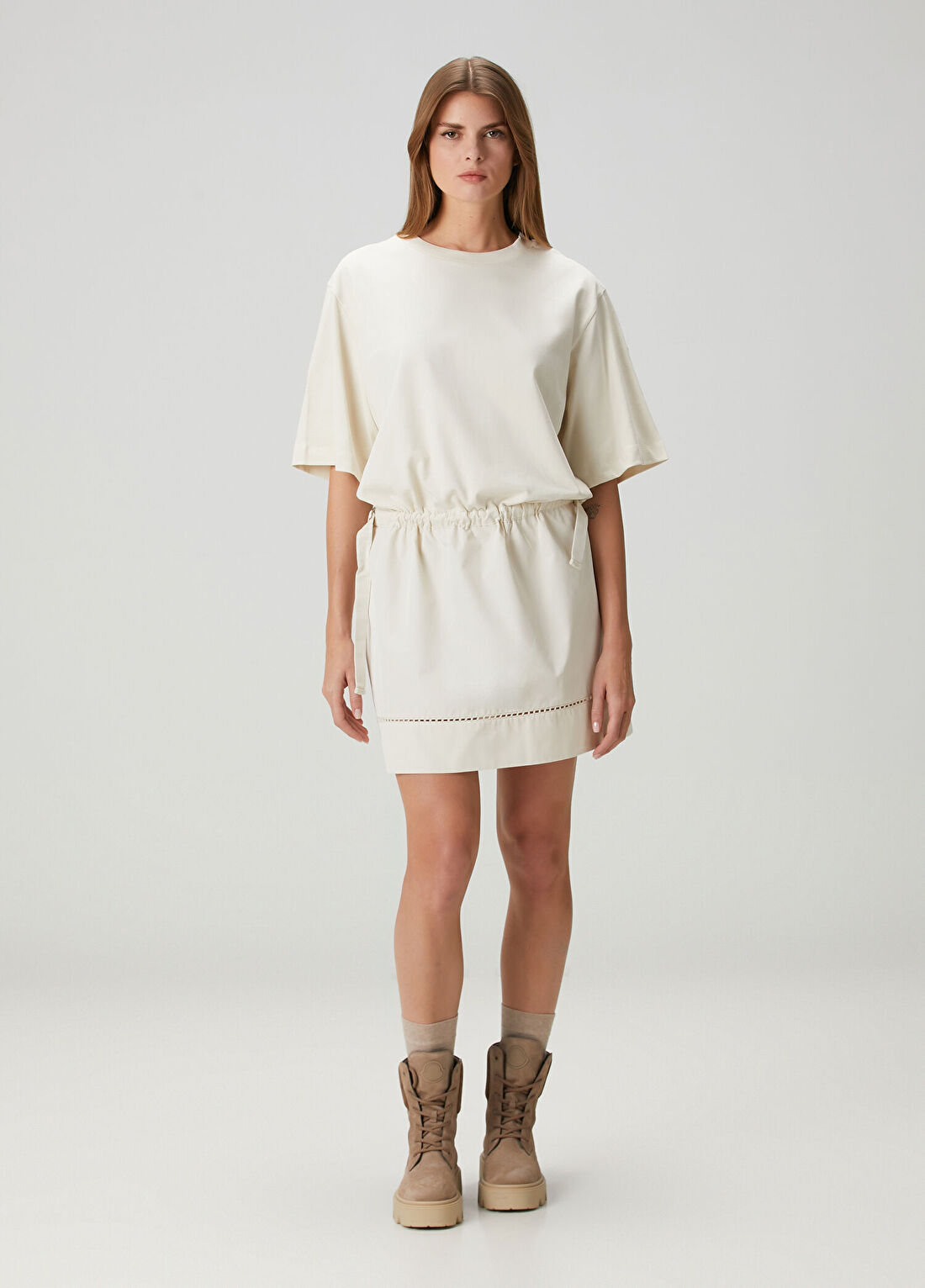 Moncler Ekru Mini T-shirt Elbise görsel 3