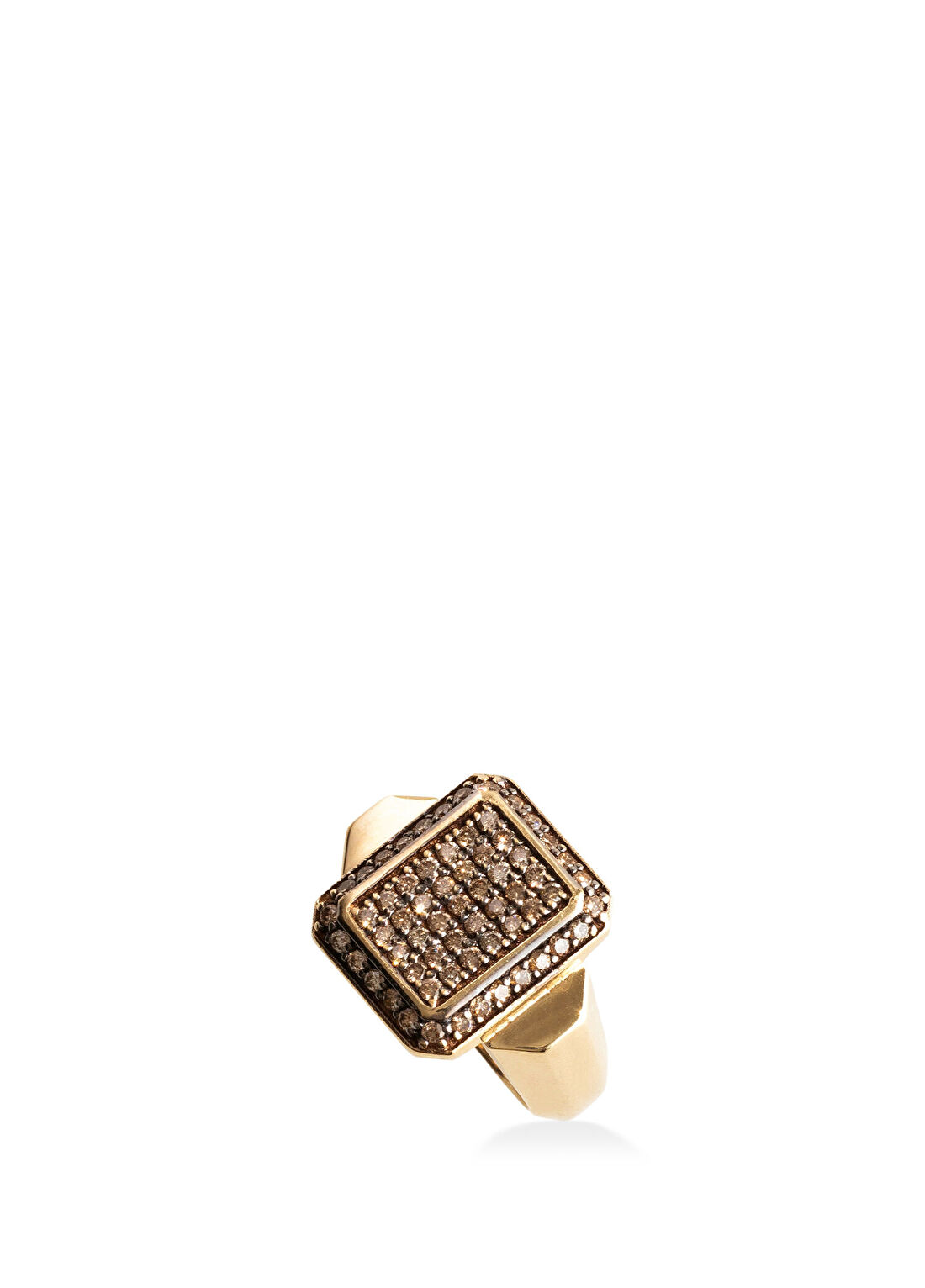 Projebir Octagon Cognac Diamonds Kadın Altın Yüzük görsel 3