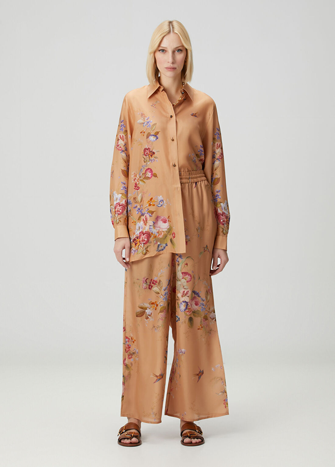 Zimmermann Patience Relaxed Çiçekli İpek Pantolon