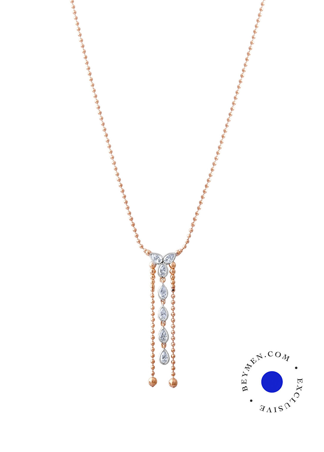Safir Mücevher Luna Pırlanta Taşlı 14 Ayar Rose Gold Kadın Kolye