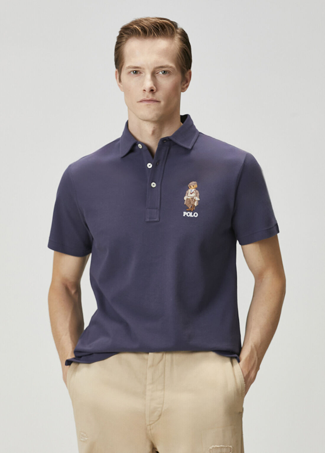 Polo Ralph Lauren Mavi Polo Yaka Logo Nakışlı T-shirt