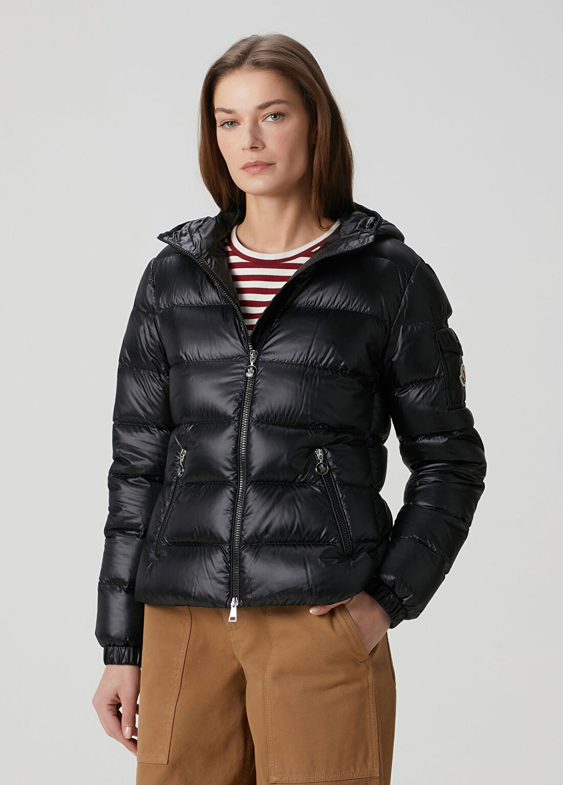Moncler Glesse Siyah Kapüşonlu Puffer Mont