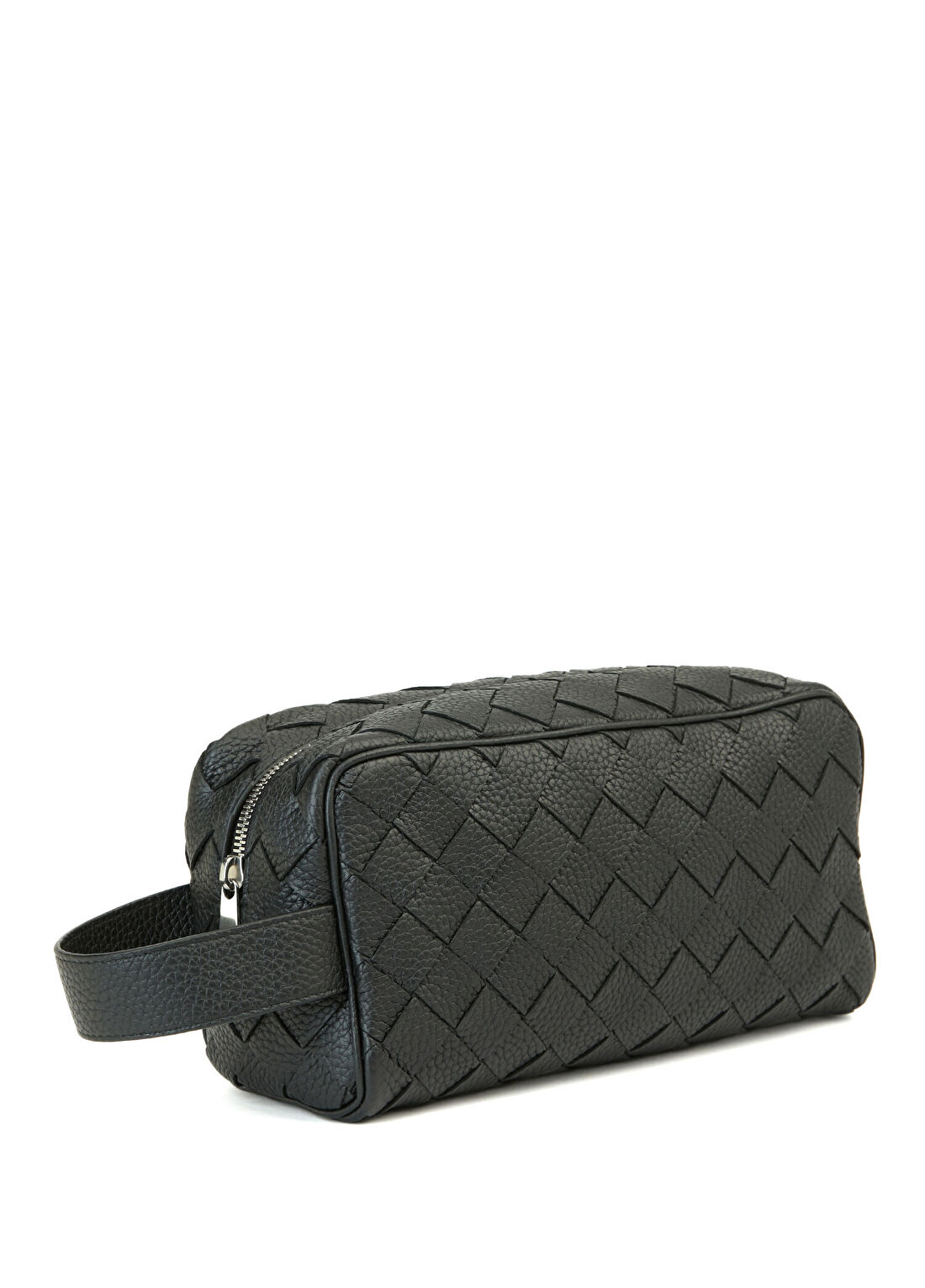 Bottega Veneta Siyah Örgü Dokulu Deri Tıraş Çantası görsel 2