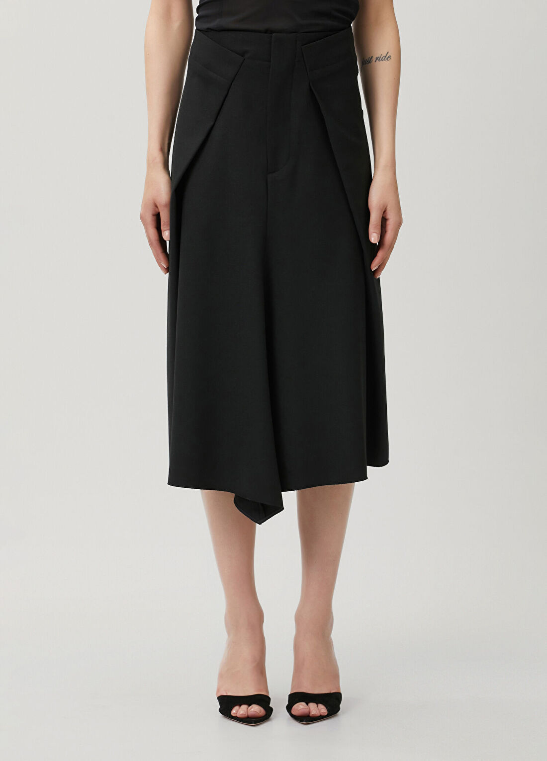 Victoria Beckham Siyah Asimetrik Midi Etek görsel 2