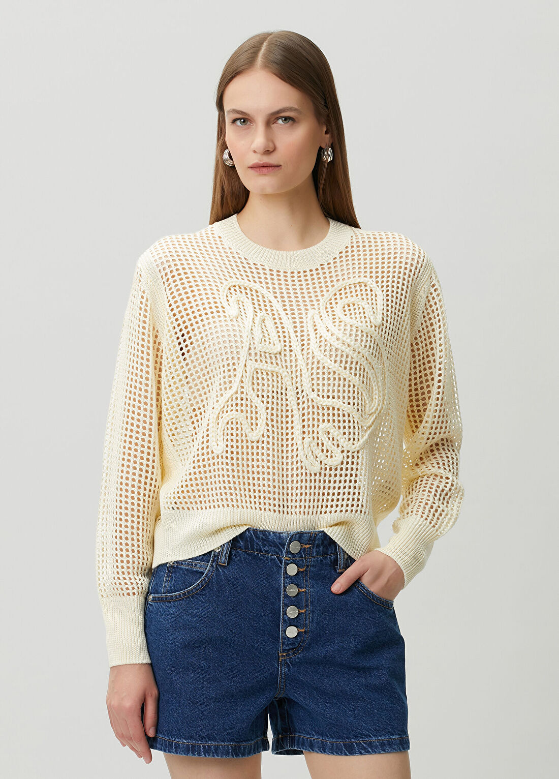 AllSaints Raelyn Relaxed Fit Ekru Triko