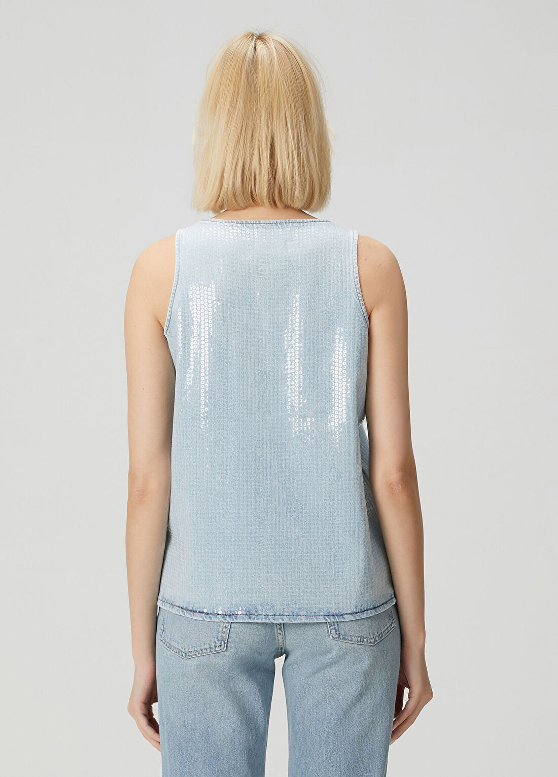 7 For All Mankind Açık Mavi Payetli Bluz görsel 4