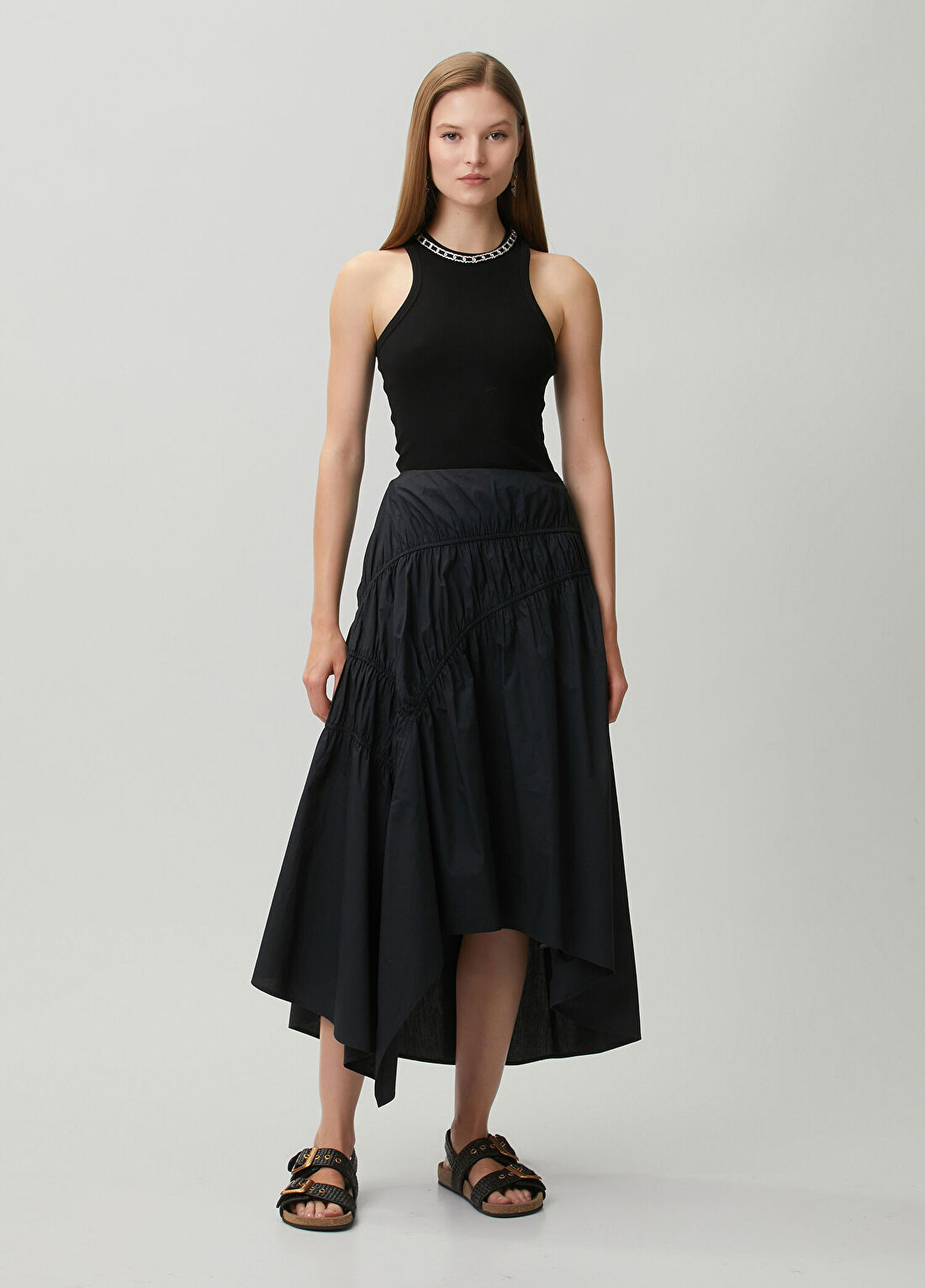 AllSaints Nuria Siyah Midi Etek