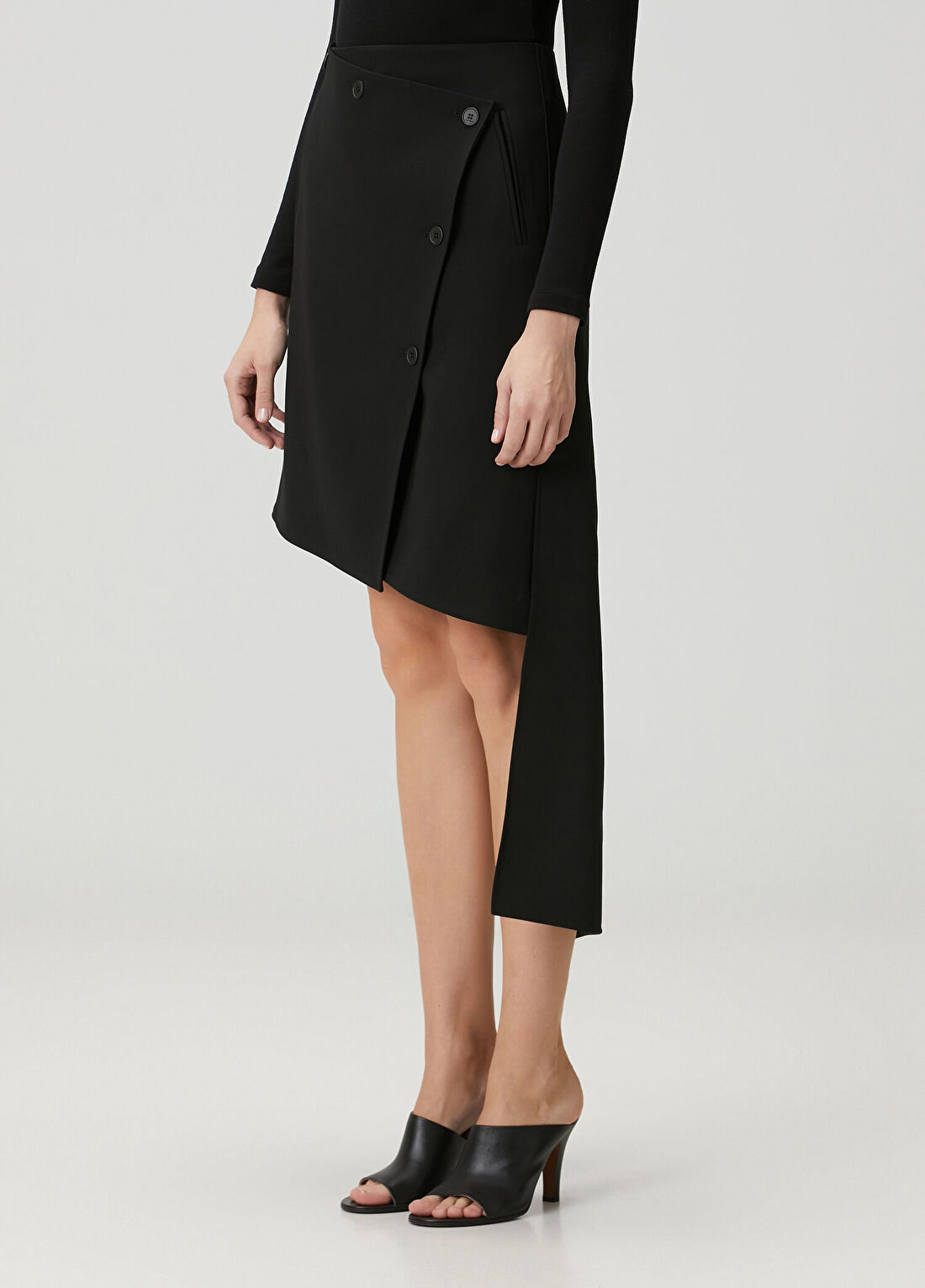 Courreges Oblique Siyah Asimetrik Etek görsel 3