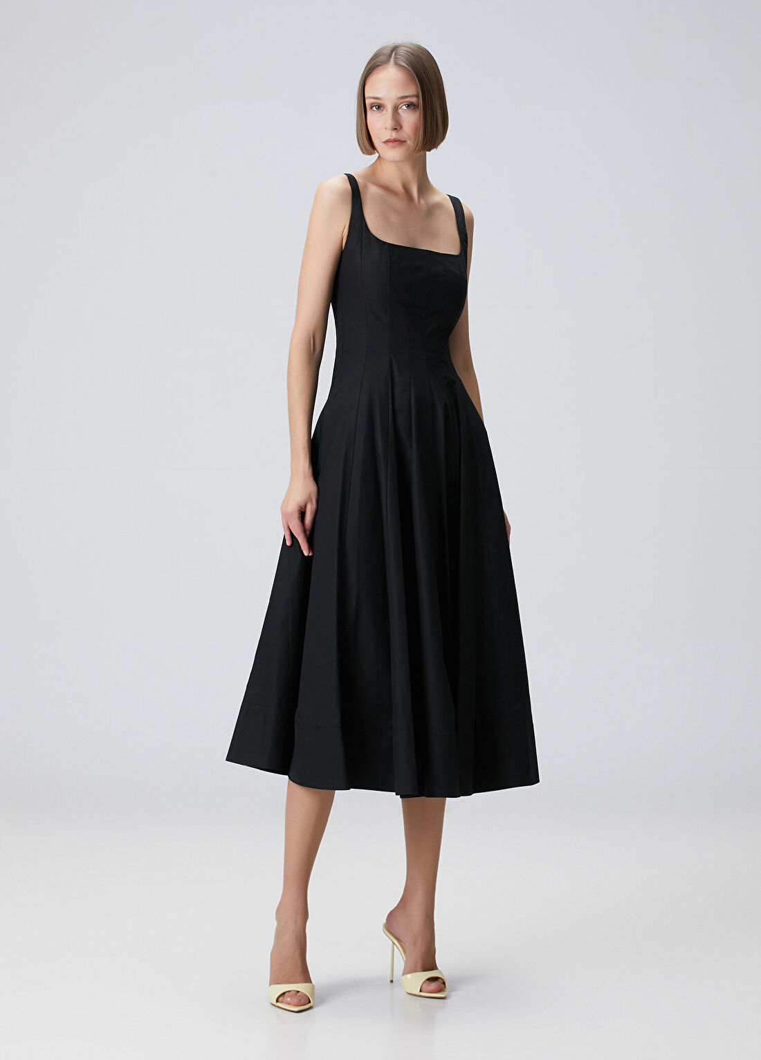 Beymen Collection Siyah Midi Koton Elbise görsel 3