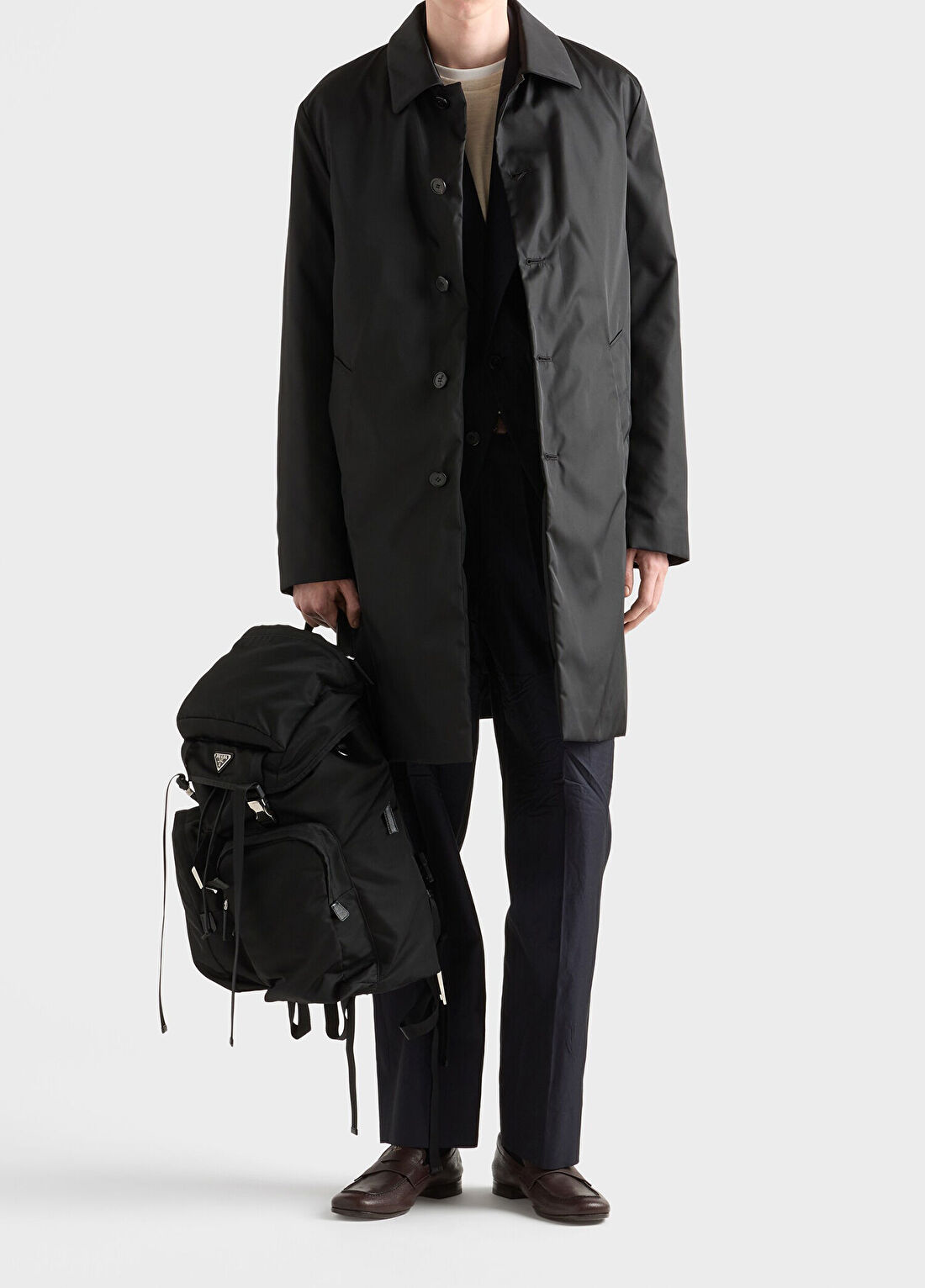 Prada Siyah Re-Nylon Erkek Palto görsel 2