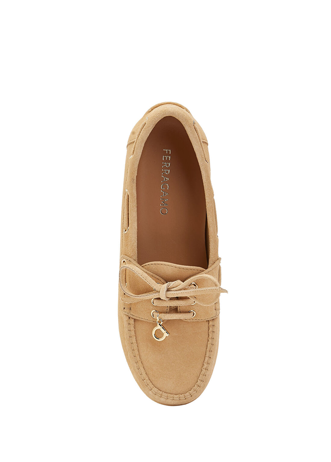 Ferragamo Camel Kadın Süet Loafer görsel 4