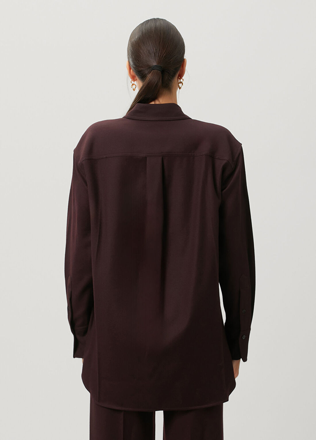Victoria Beckham Bordo Yün Gömlek görsel 3