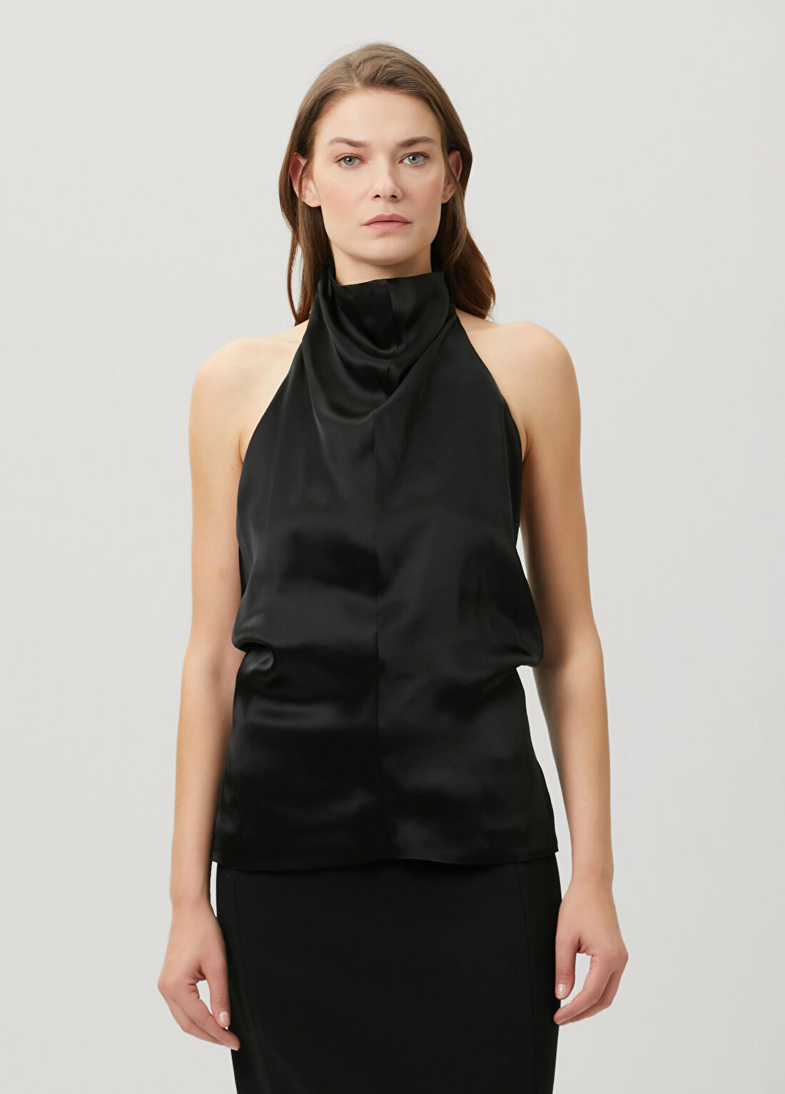 Khaite Rone Siyah Halter Yaka Bluz