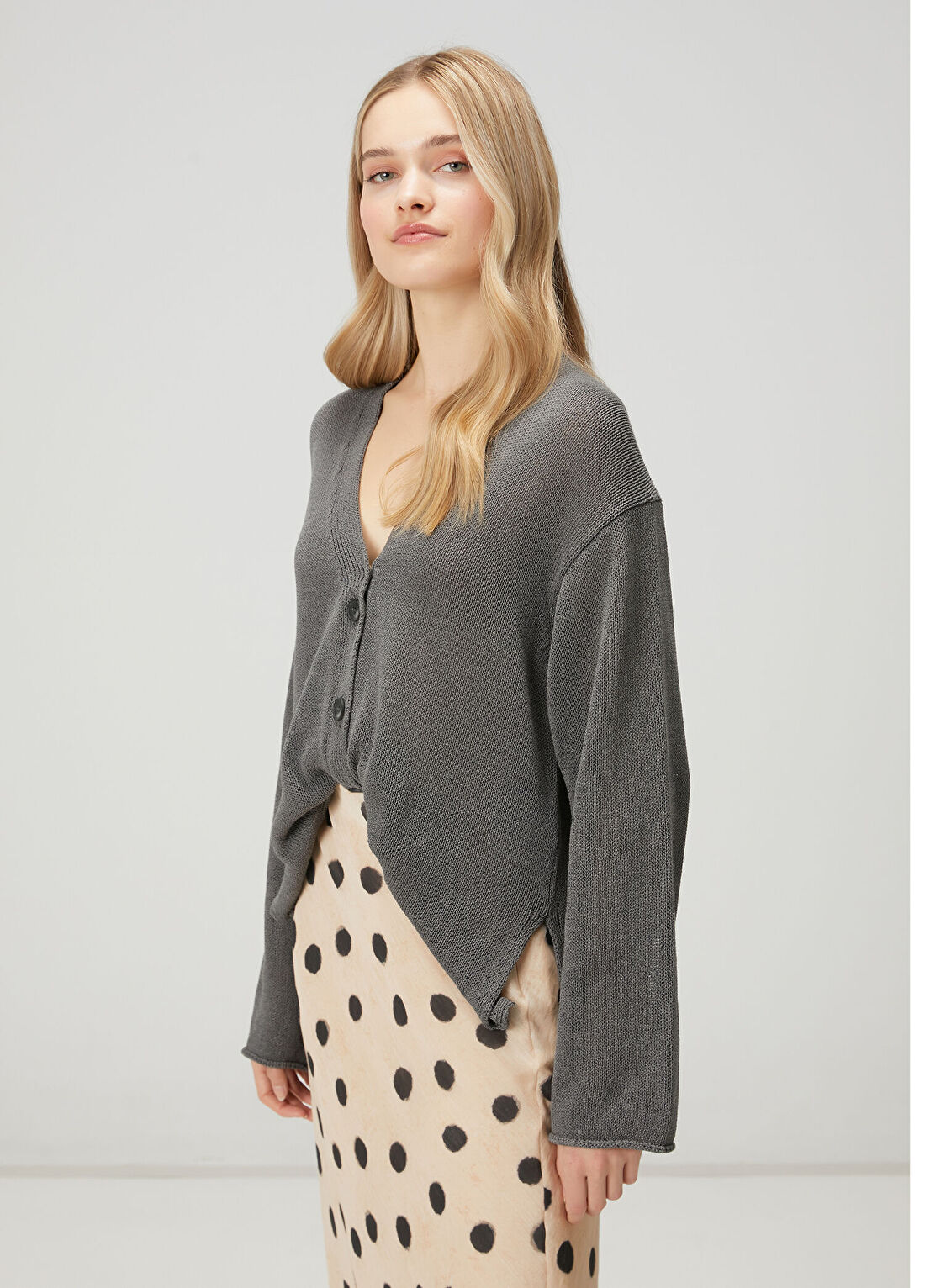 Beymen Club Antrasit Oversize Hırka görsel 4