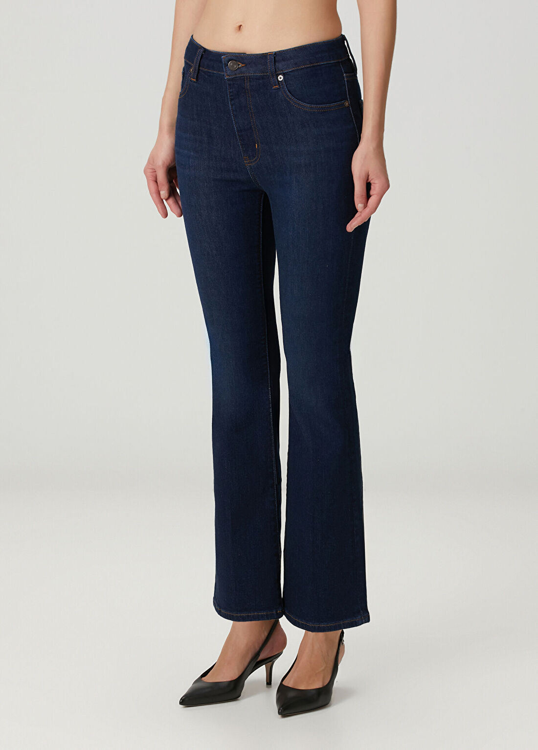 Frame Denim The Reboot Crop Lacivert Jean Pantolon görsel 3