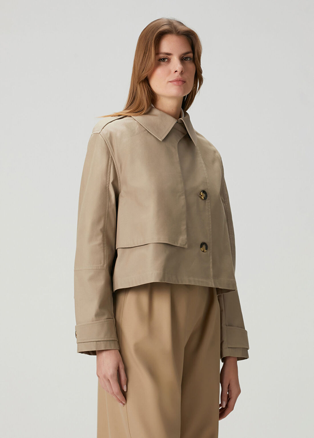Rag&Bone Jamie Haki Crop Pardösü görsel 3