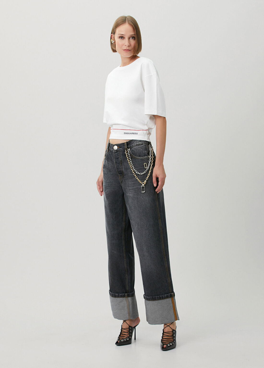 Dsquared2 Beyaz Logo Baskılı T-shirt görsel 2