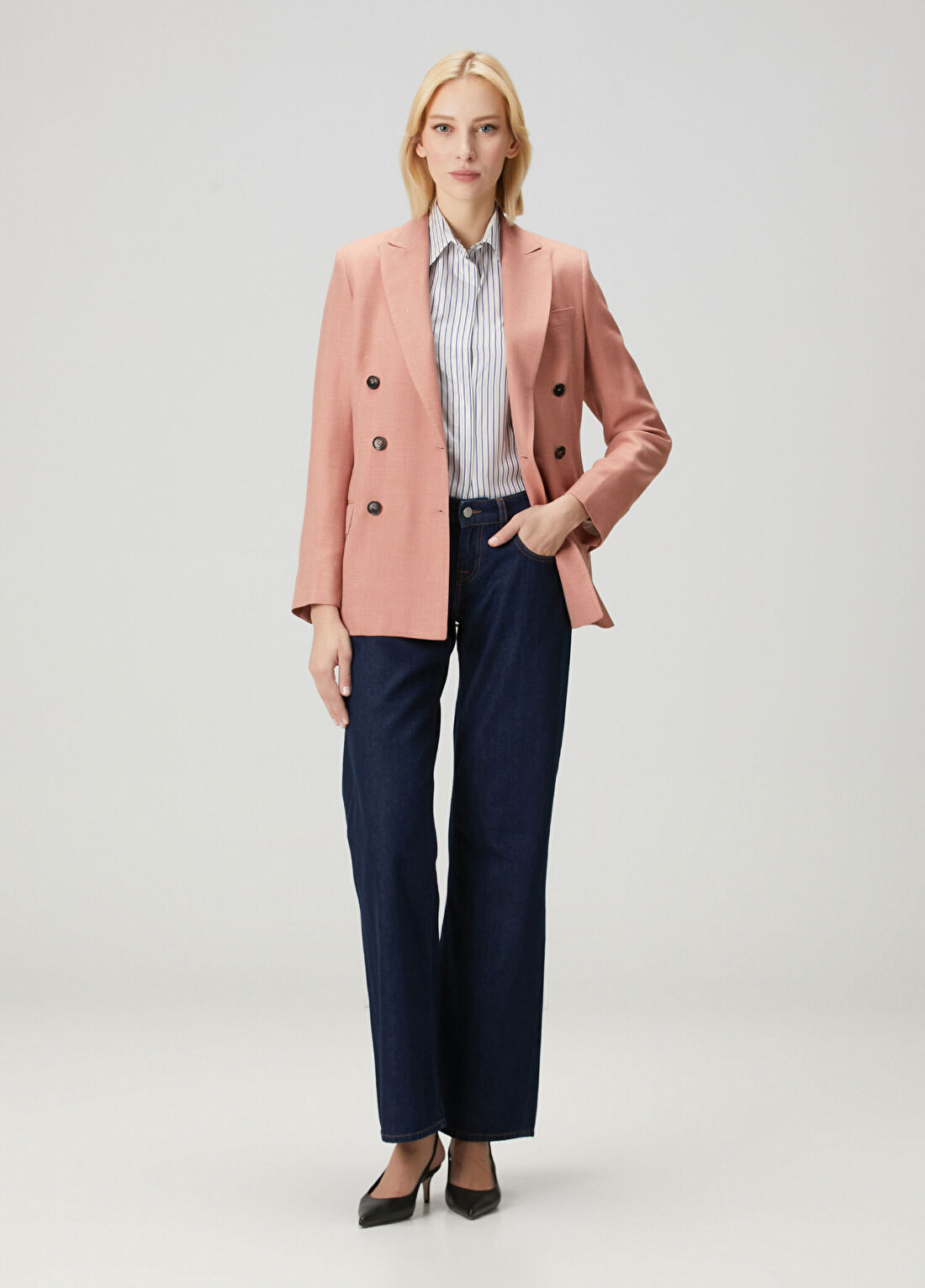 Kiton Regular Fit Pembe Kruvaze Yün Ceket görsel 2