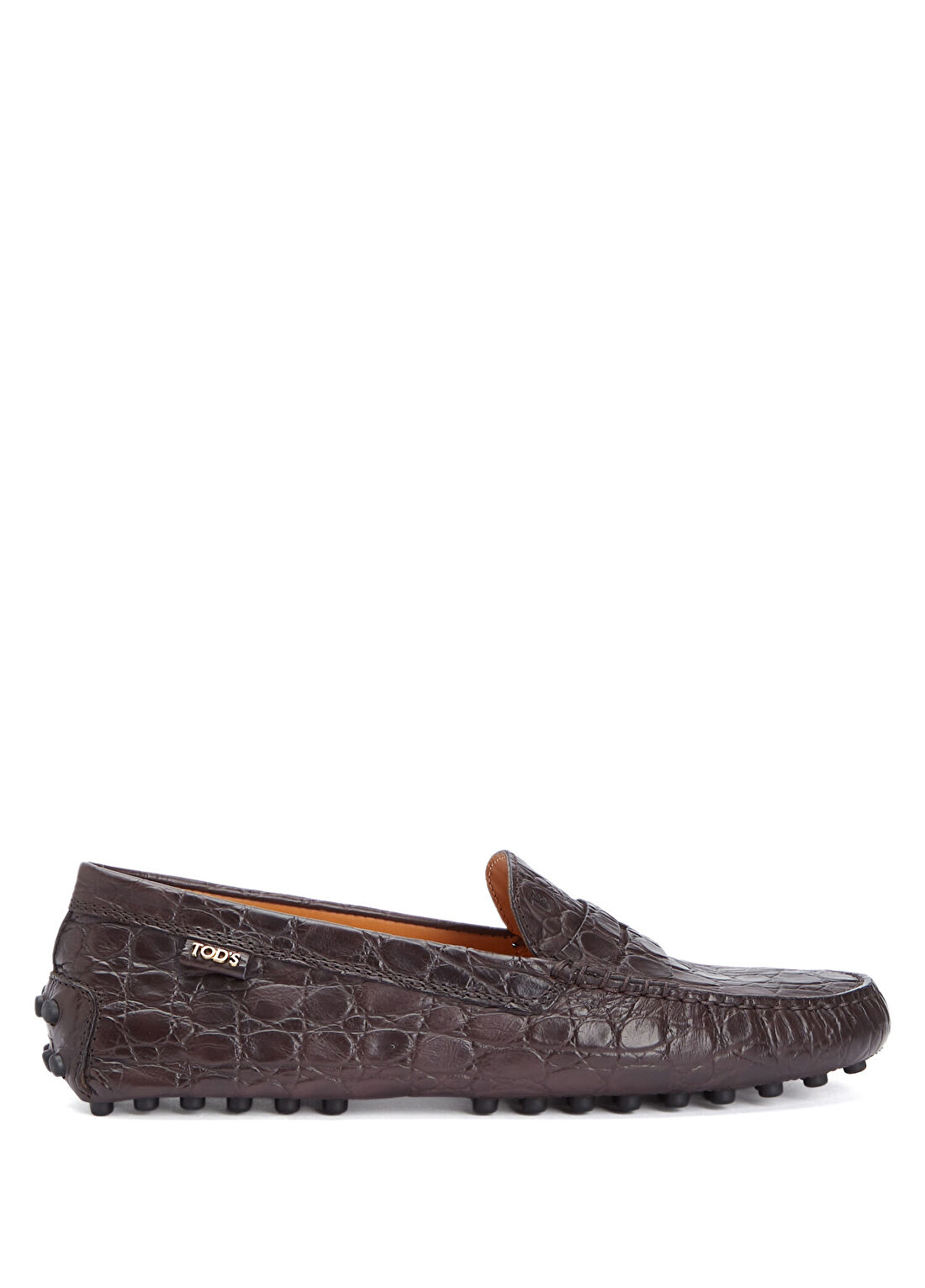 Tod's Kahverengi Krokodil Dokulu Kadın Deri Loafer