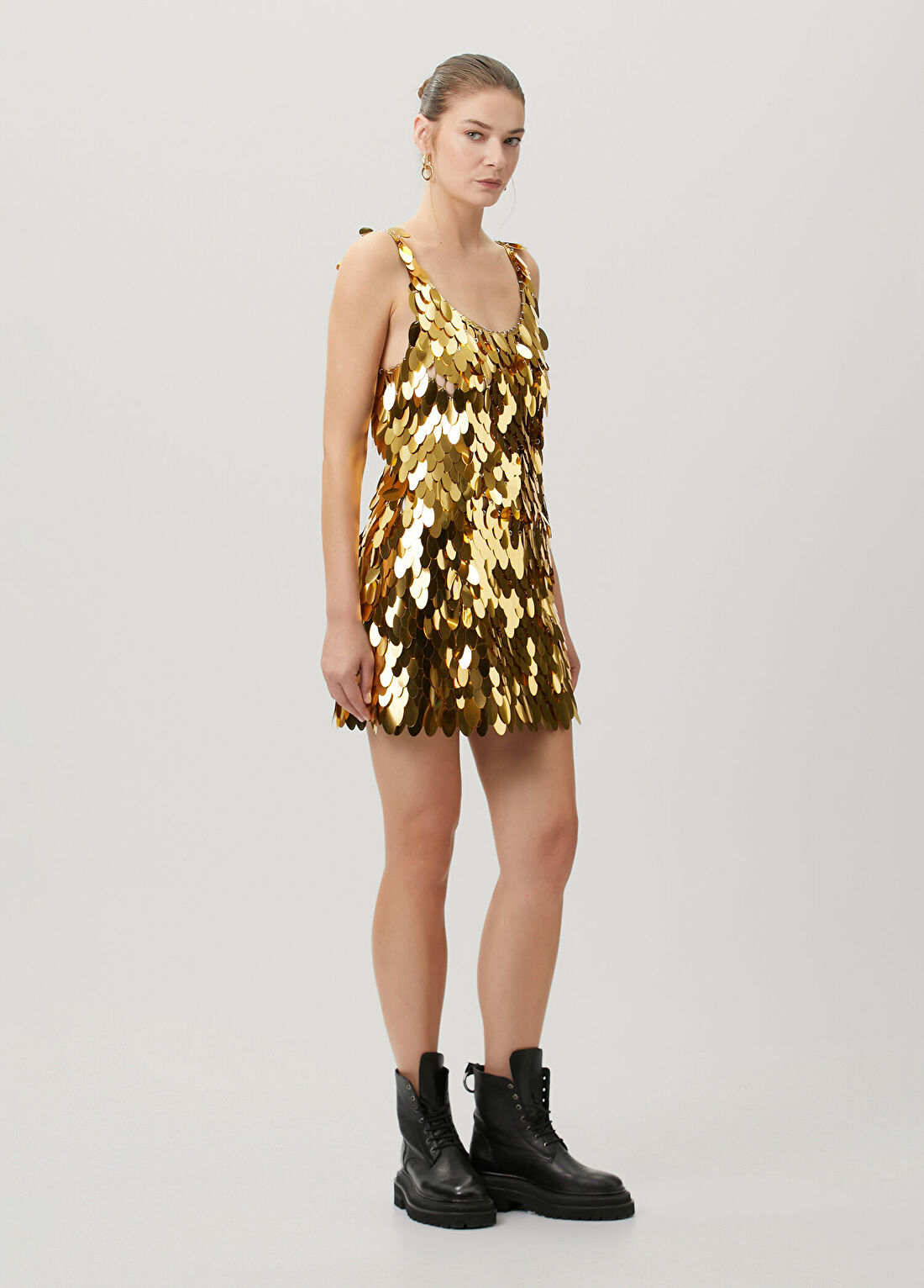 Rabanne Robe Gold Midi Kokteyl Elbise görsel 3
