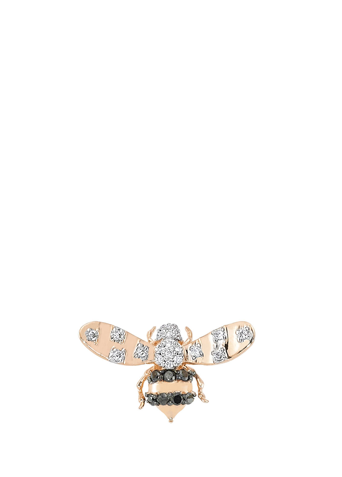Bee Goddess Queen Bee Kadın Tekli Siyah Pırlanta Altın Küpe