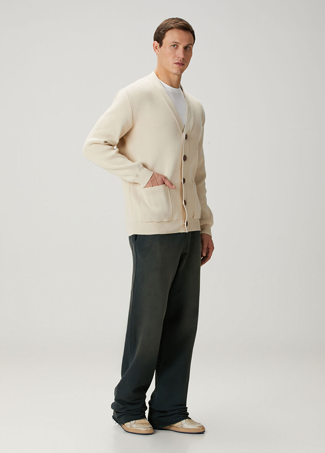 Golden Goose Krem Logo Nakışlı Triko Hırka görsel 2