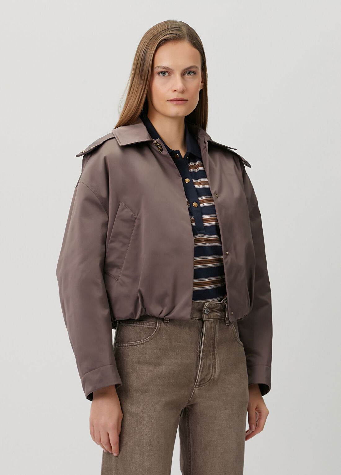 Moncler Kahverengi Saten Mont
