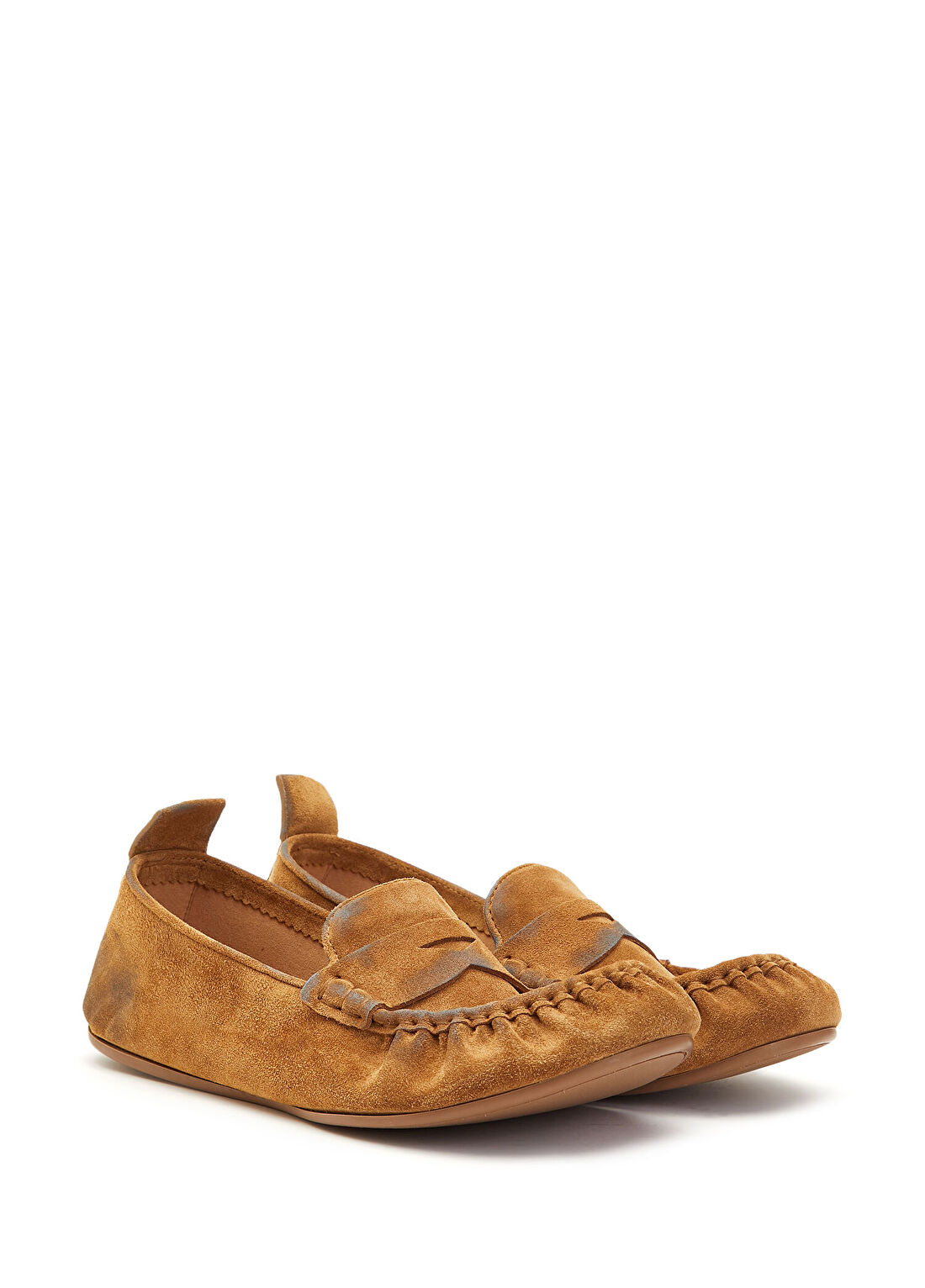 Acne Studios Bej Mavi Kadın Süet Loafer görsel 2