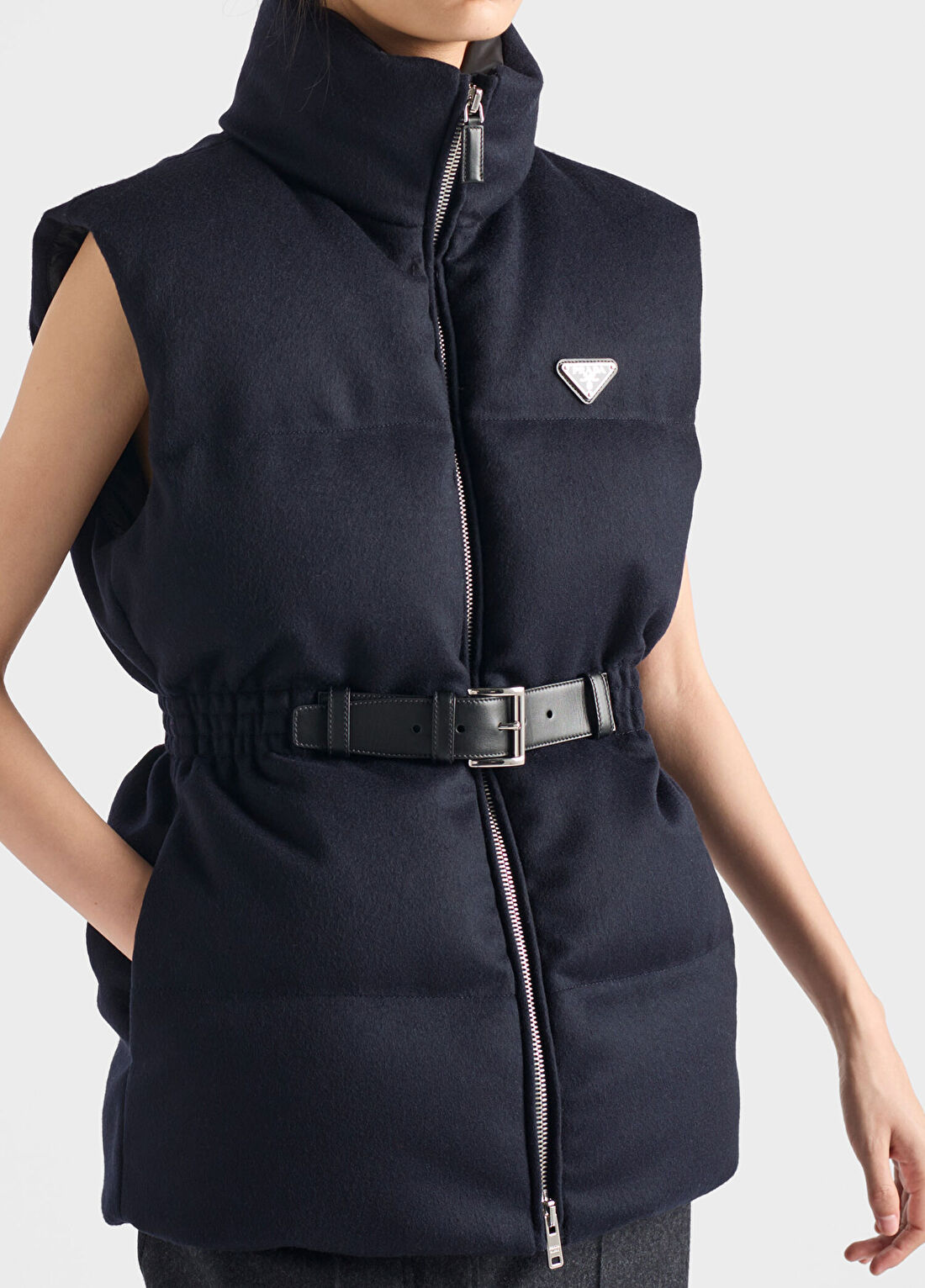 Prada Loden Mavi Kadın Şişme Yelek görsel 4