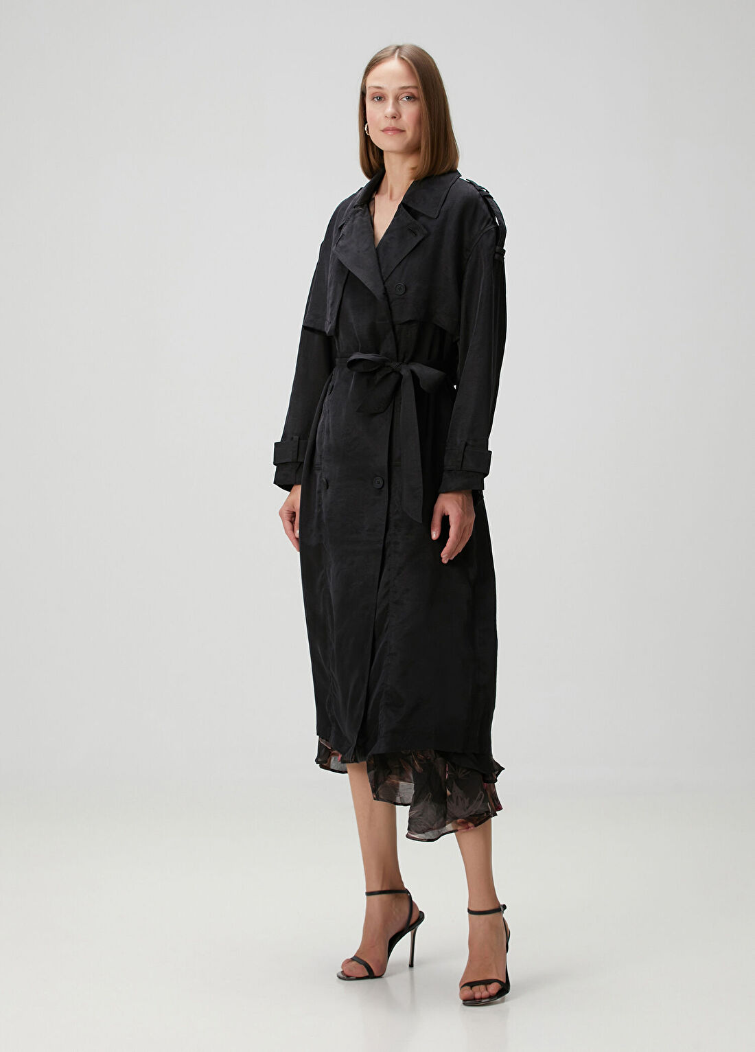 AllSaints Linnie Siyah Pardösü görsel 3