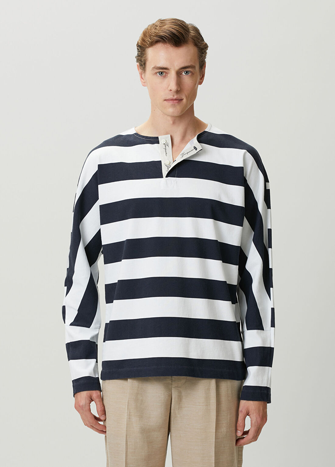 Jacquemus Lacivert Beyaz Çizgi Desenli Sweatshirt