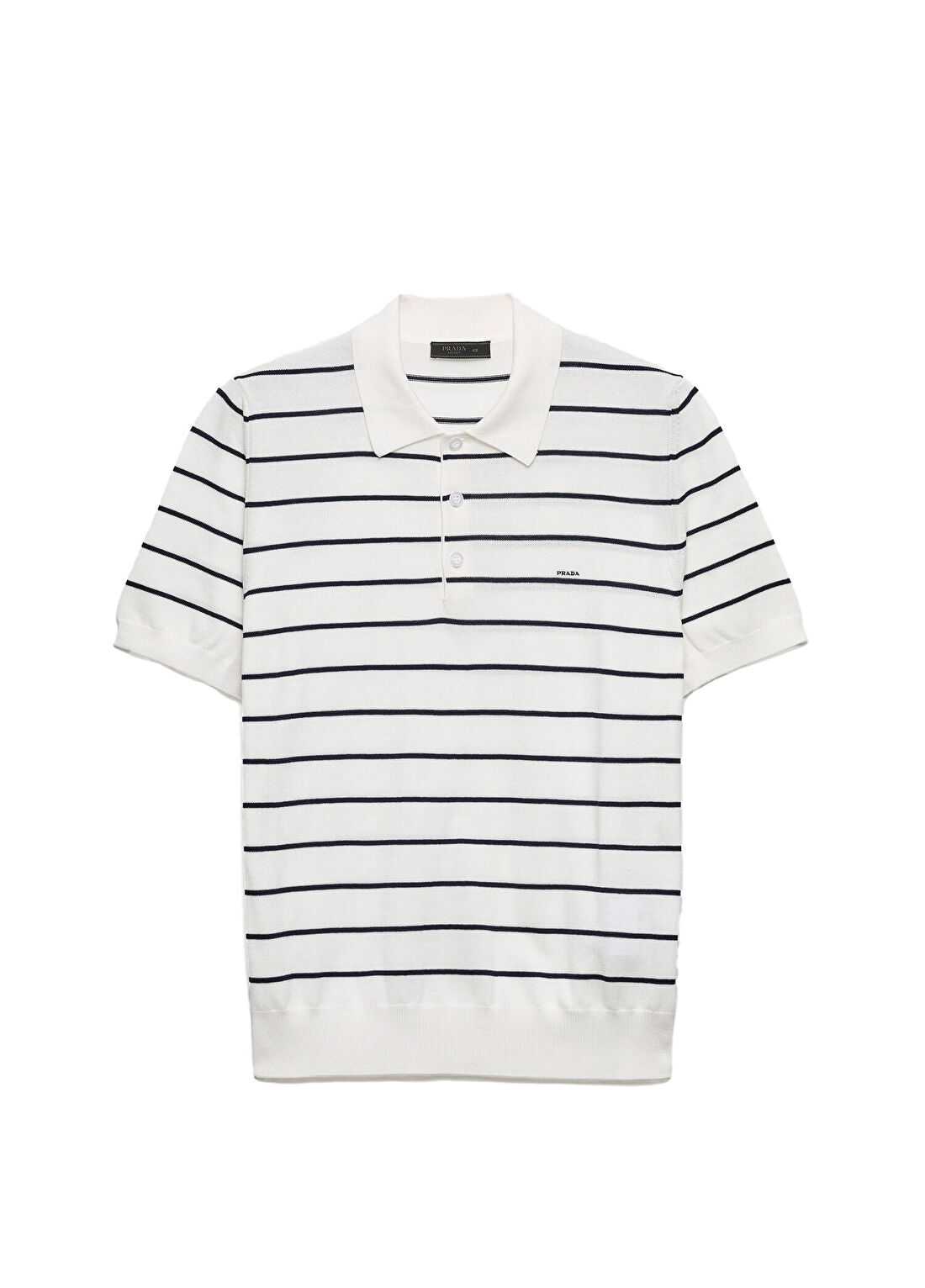 Prada Çizgili Beyaz Polo Yaka Kısa Kollu Erkek T-shirt