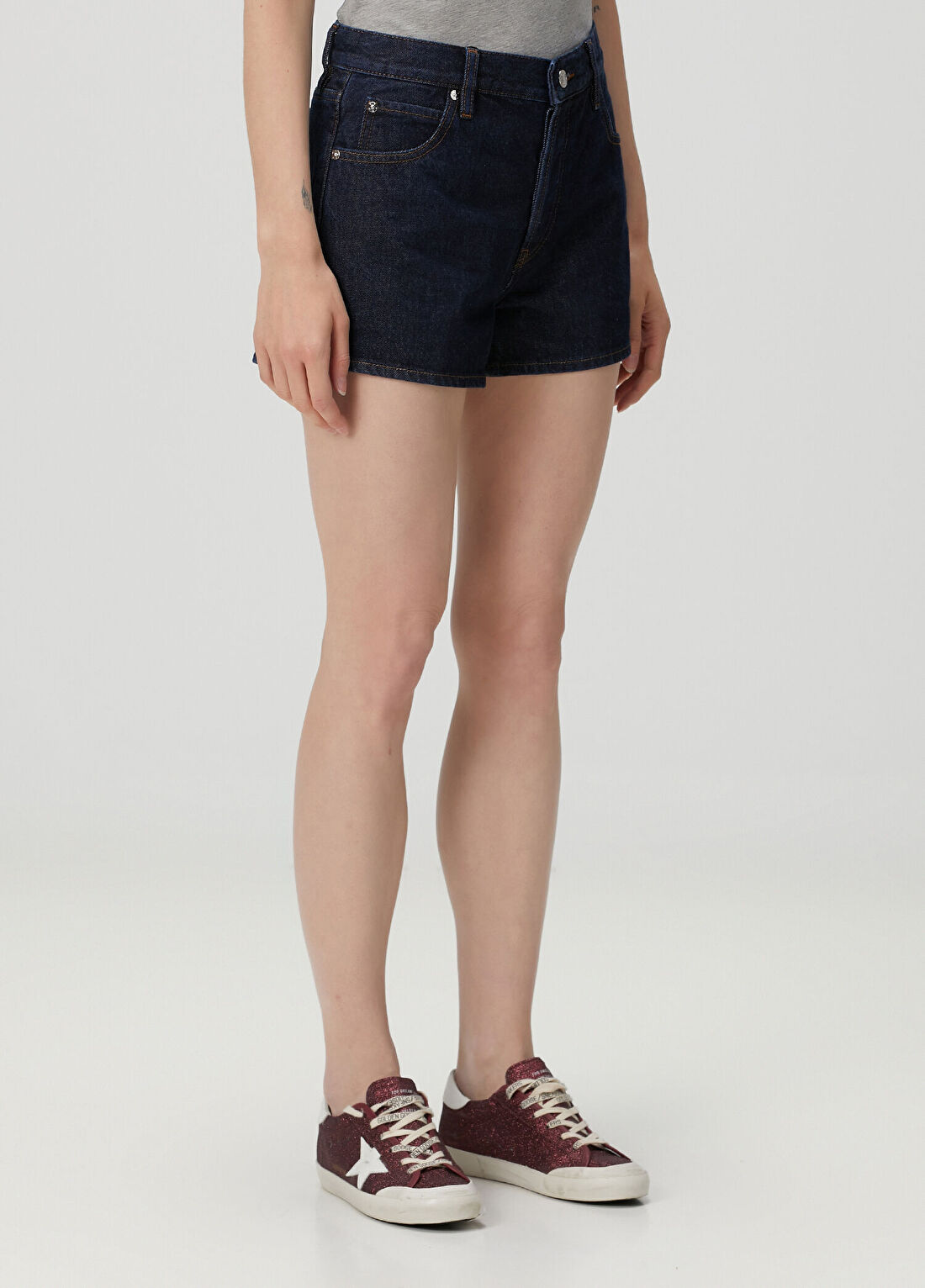 Frame Denim Antrasit Mini Denim Şort görsel 2