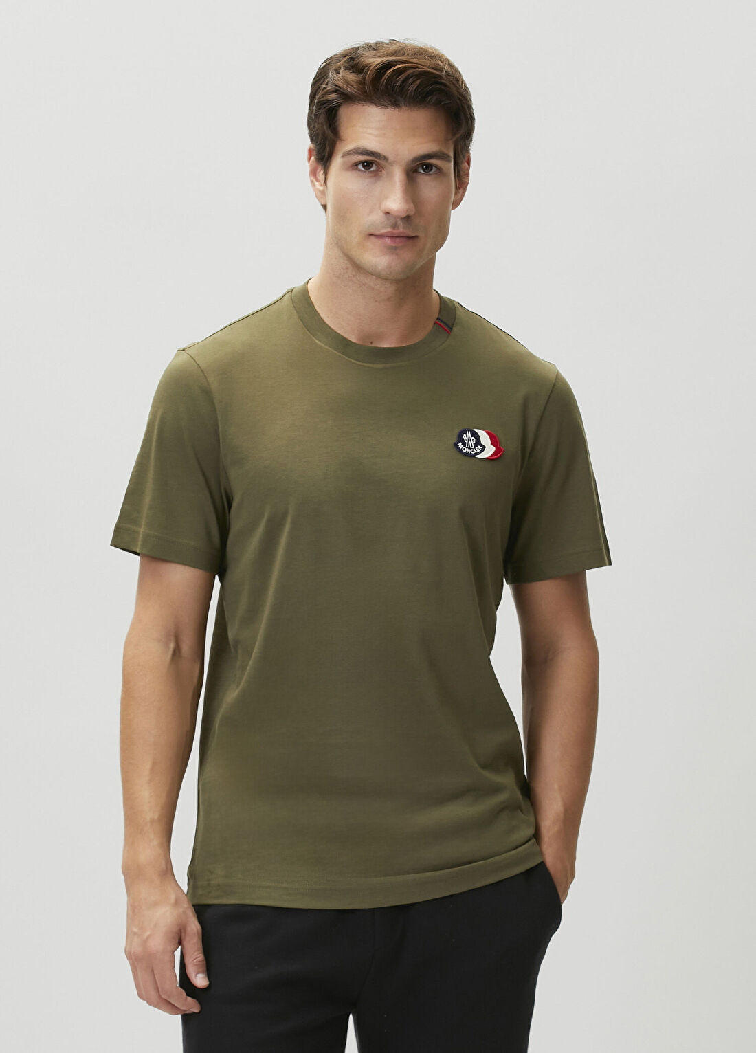 Moncler Haki Logo Patchli T-shirt