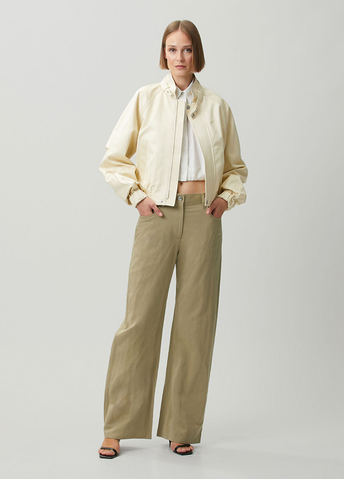 Helmut Lang Crushed Açık Haki Bootcut Jean Pantolon