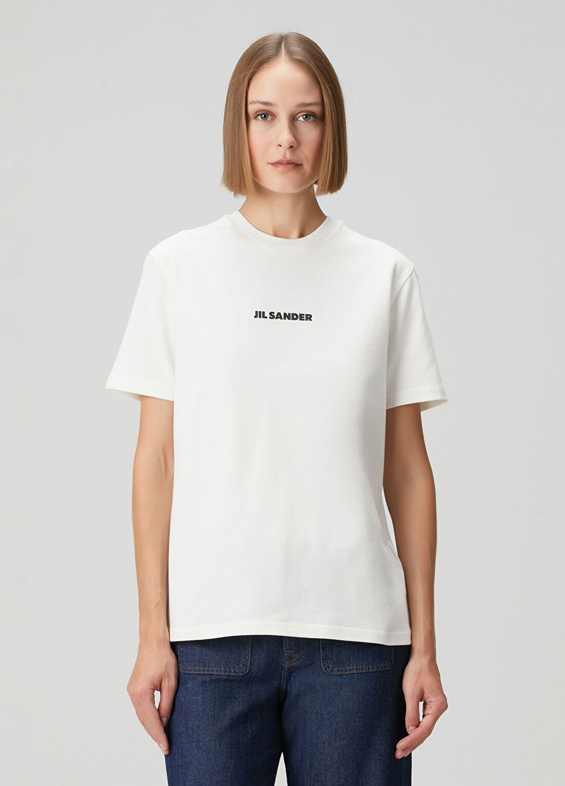 Jil Sander Beyaz Logolu T-shirt görsel 3