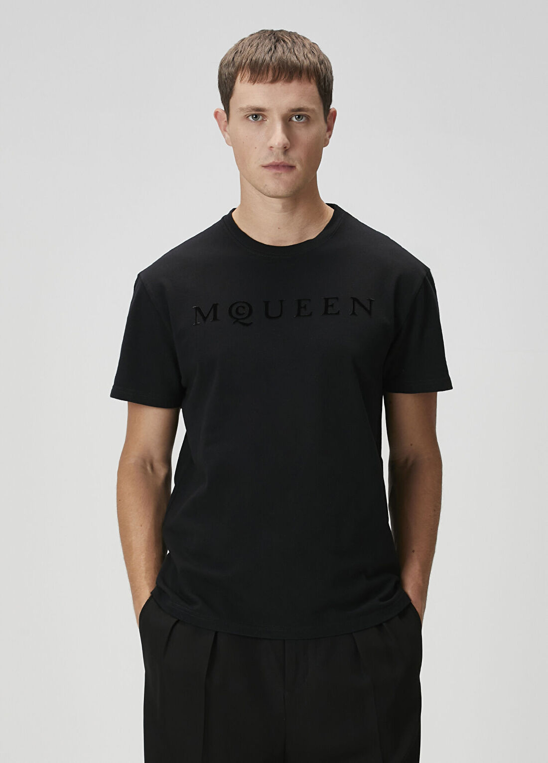 McQueen Siyah Logo Baskılı T-shirt