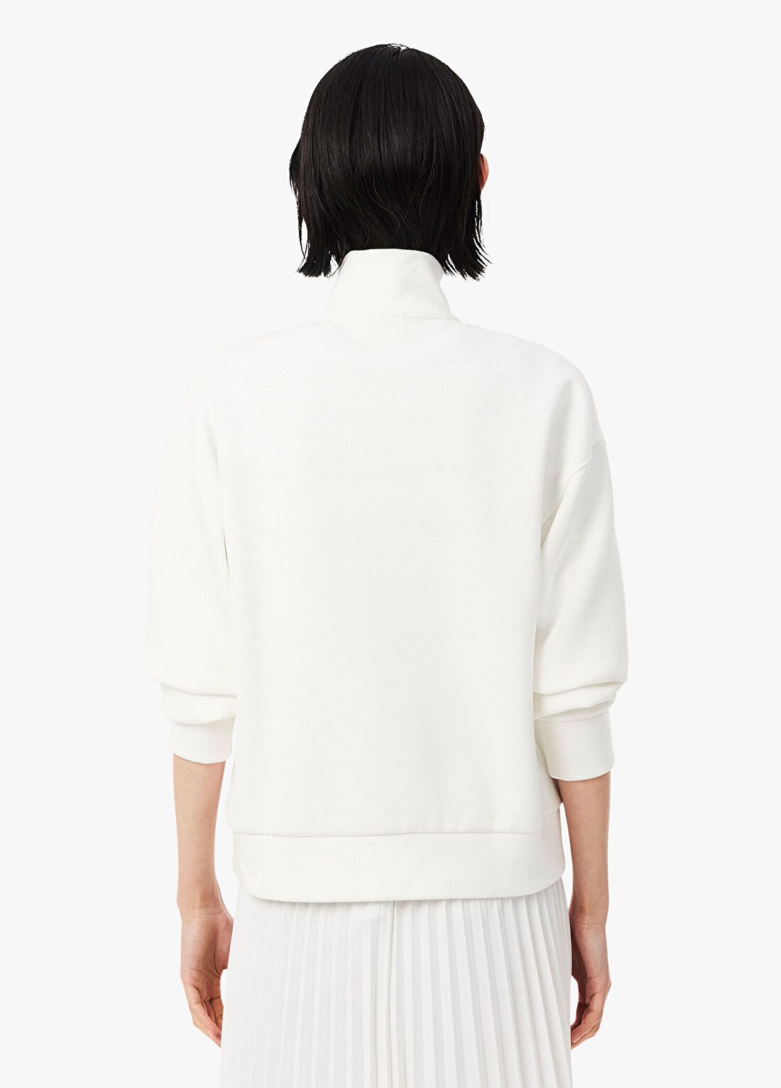 Lacoste Beyaz Relaxed Fit Yarım Fermuarlı Kadın Sweatshirt görsel 3