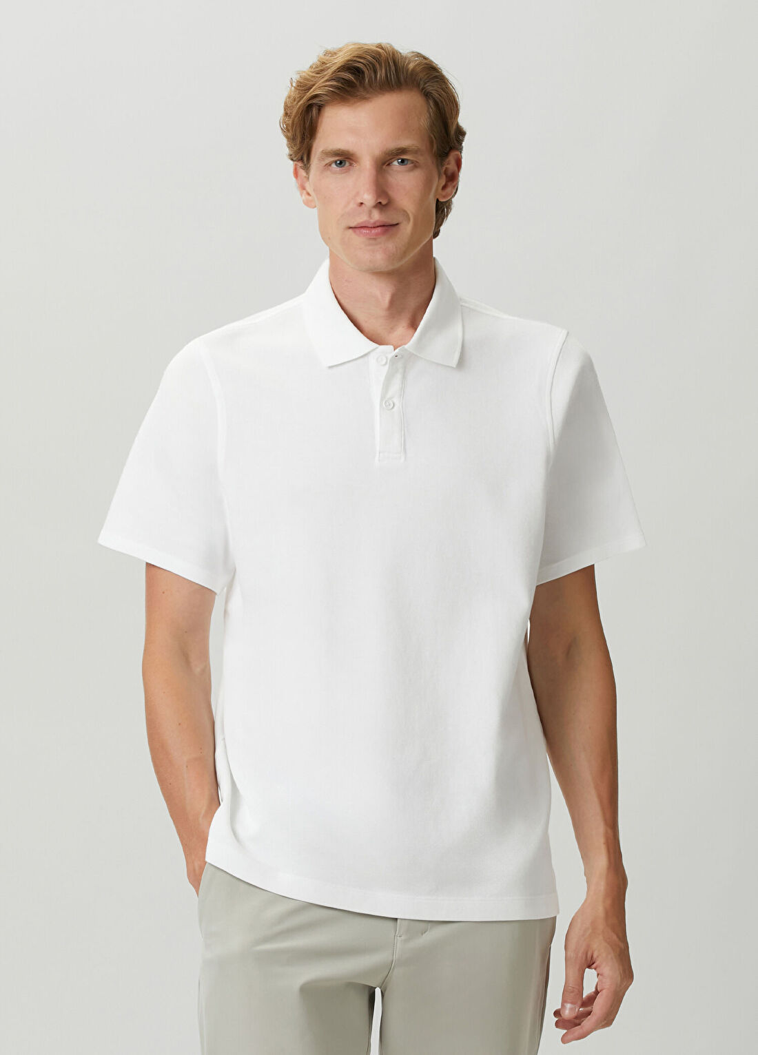 lululemon Cotton-Blend Pique Beyaz Polo Yaka T-Shirt