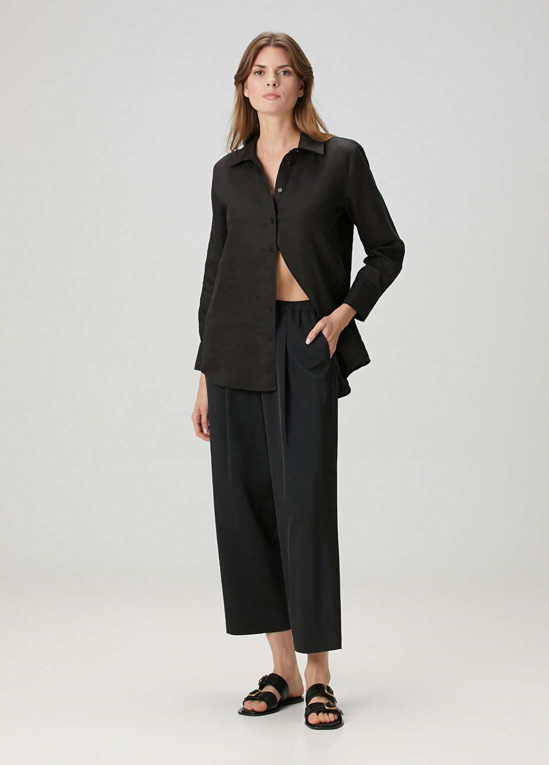 Amour et Naturel Siyah Crop Pantolon