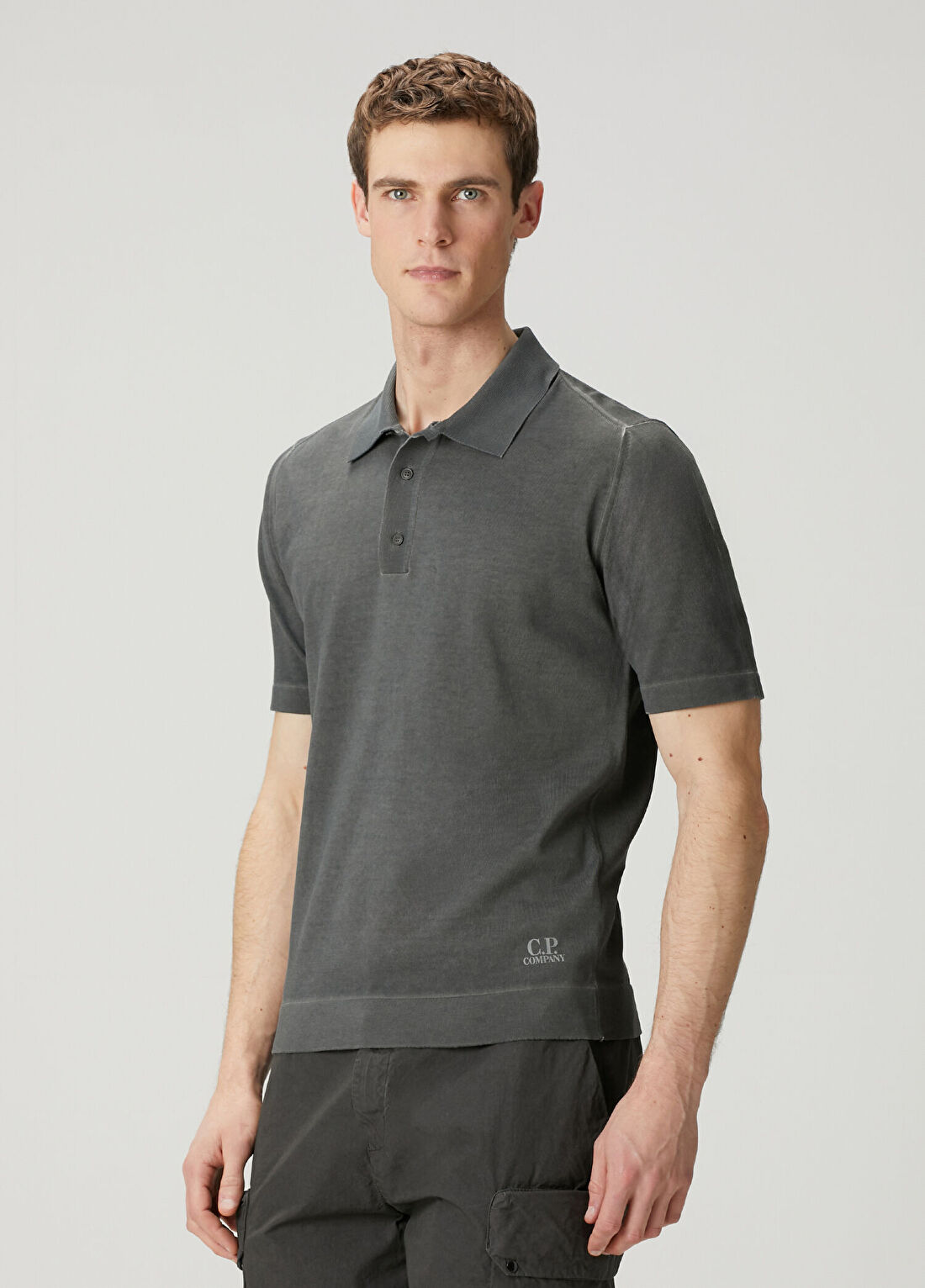 C.P. Company Antrasit Polo Yaka T-shirt görsel 3