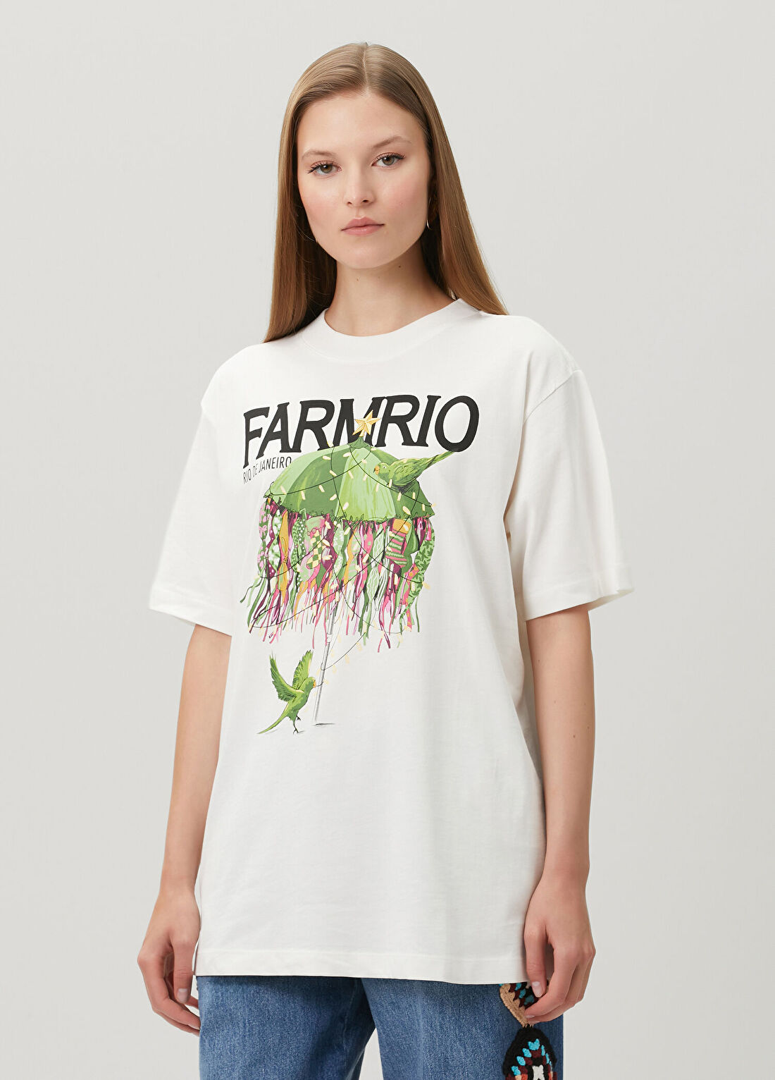 Farm Rio Xmas Kinis Relaxed Kırık Beyaz T-shirt