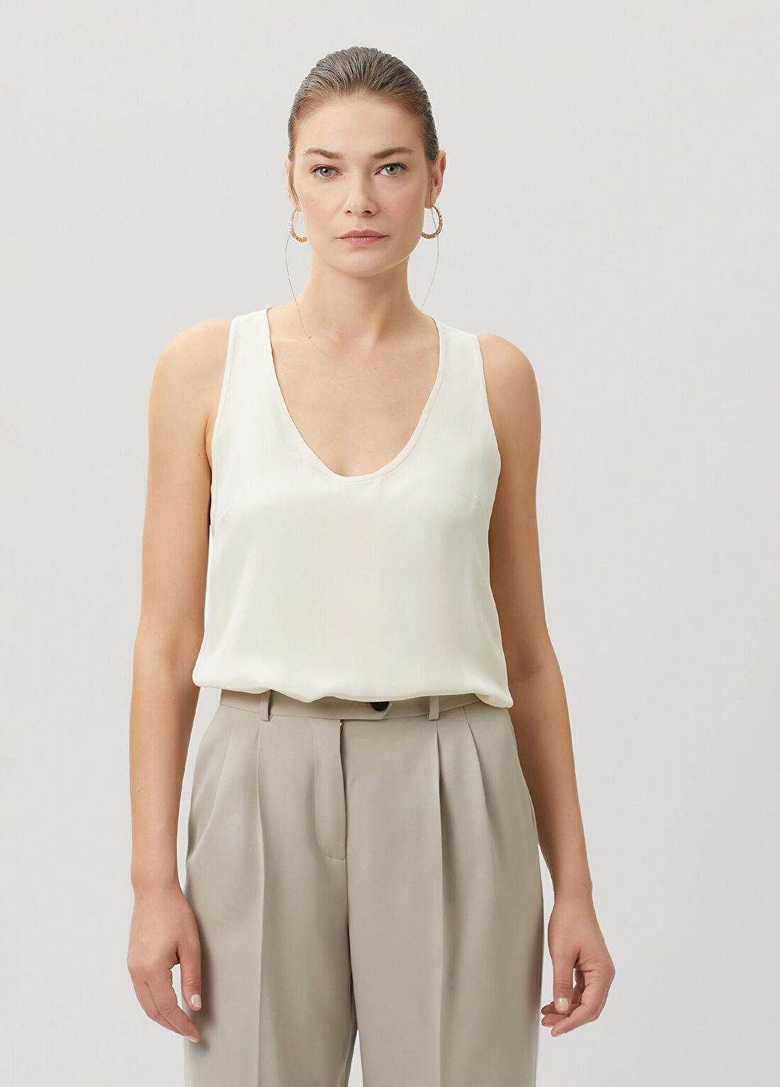 La Collection Elsie Kırık Beyaz İpek Bluz