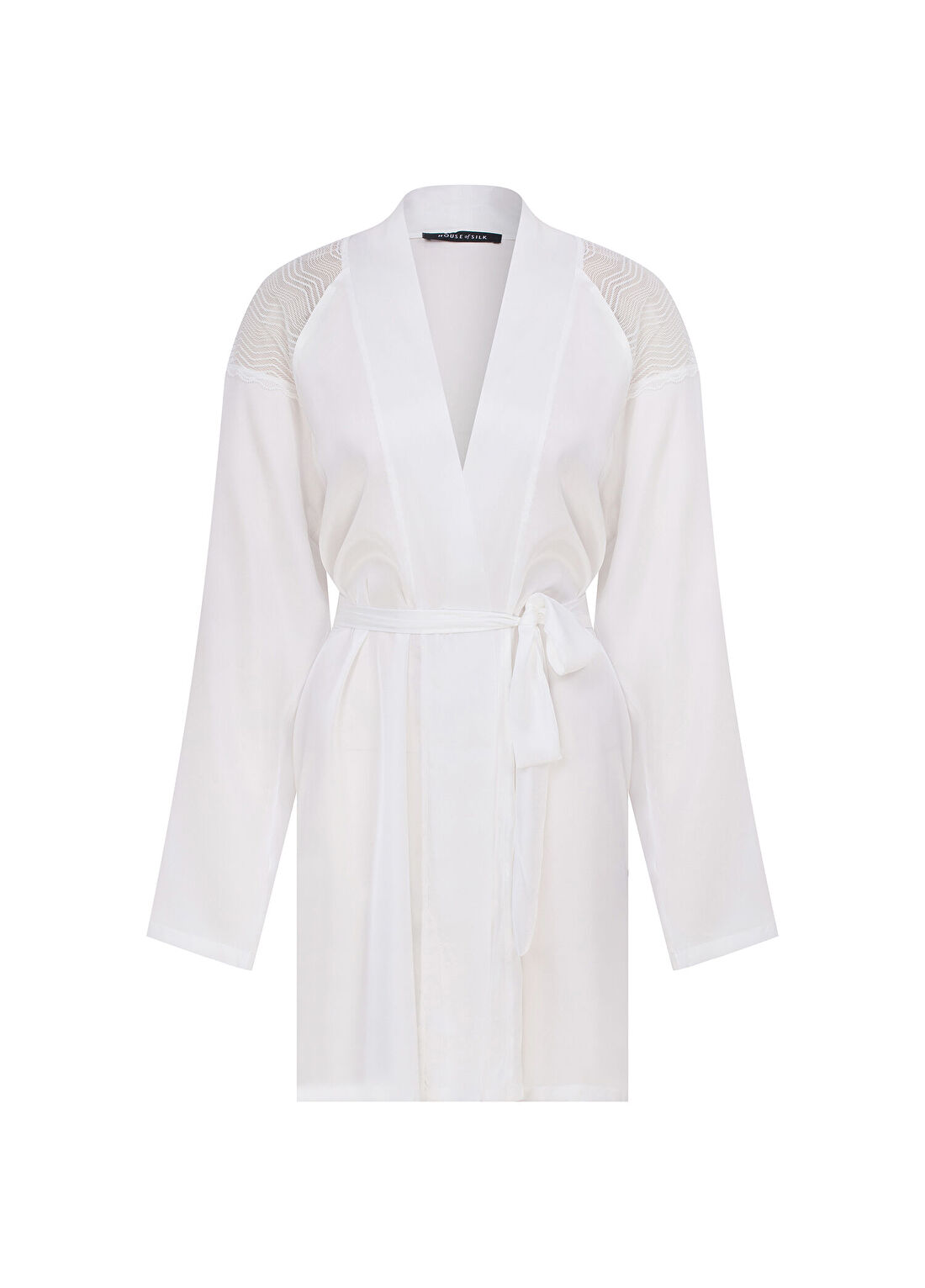 House of Silk Amelia Beyaz Saten Mini Kadın Sabahlık