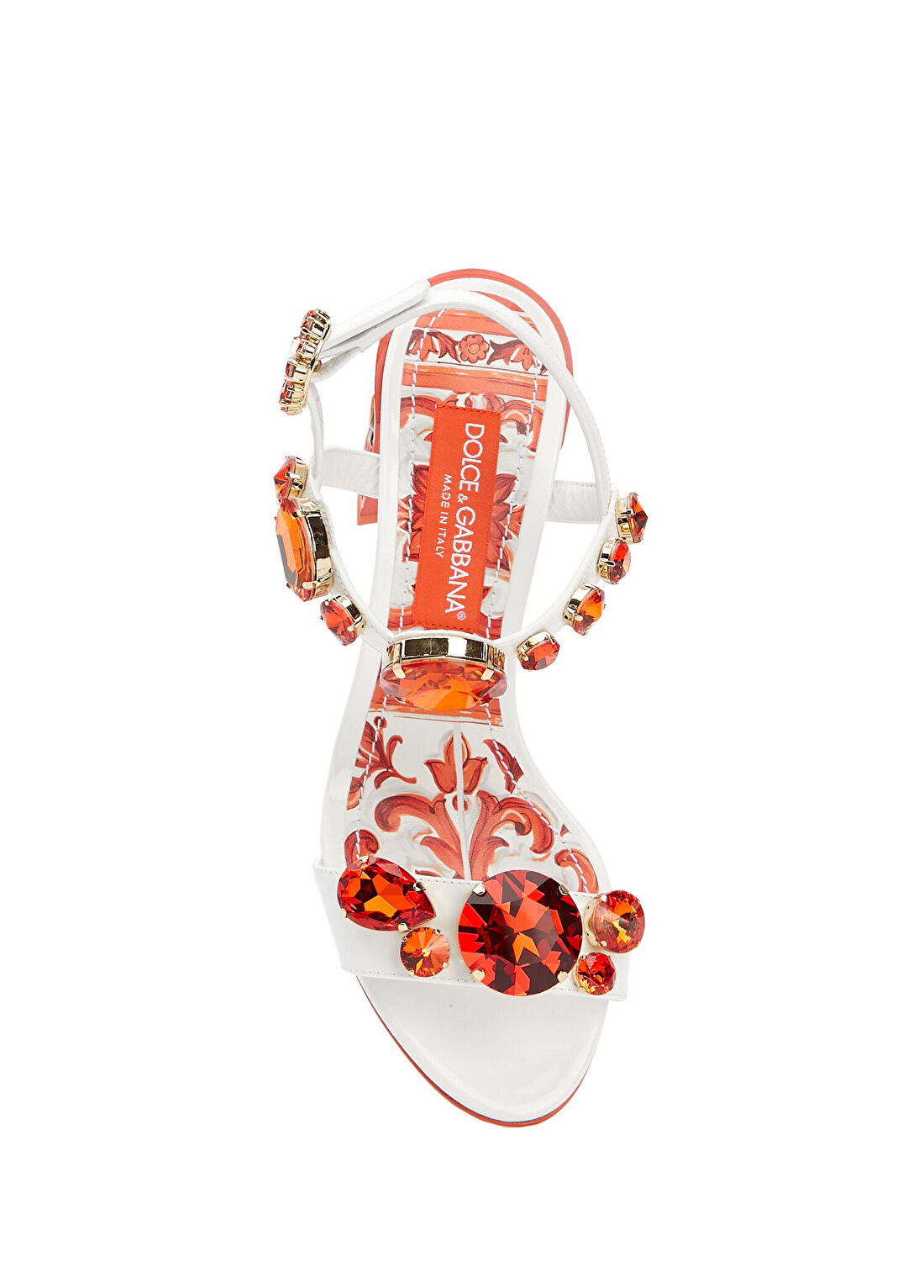 Dolce&Gabbana Sartoriale Turuncu Beyaz Kadın Deri Sandalet görsel 4