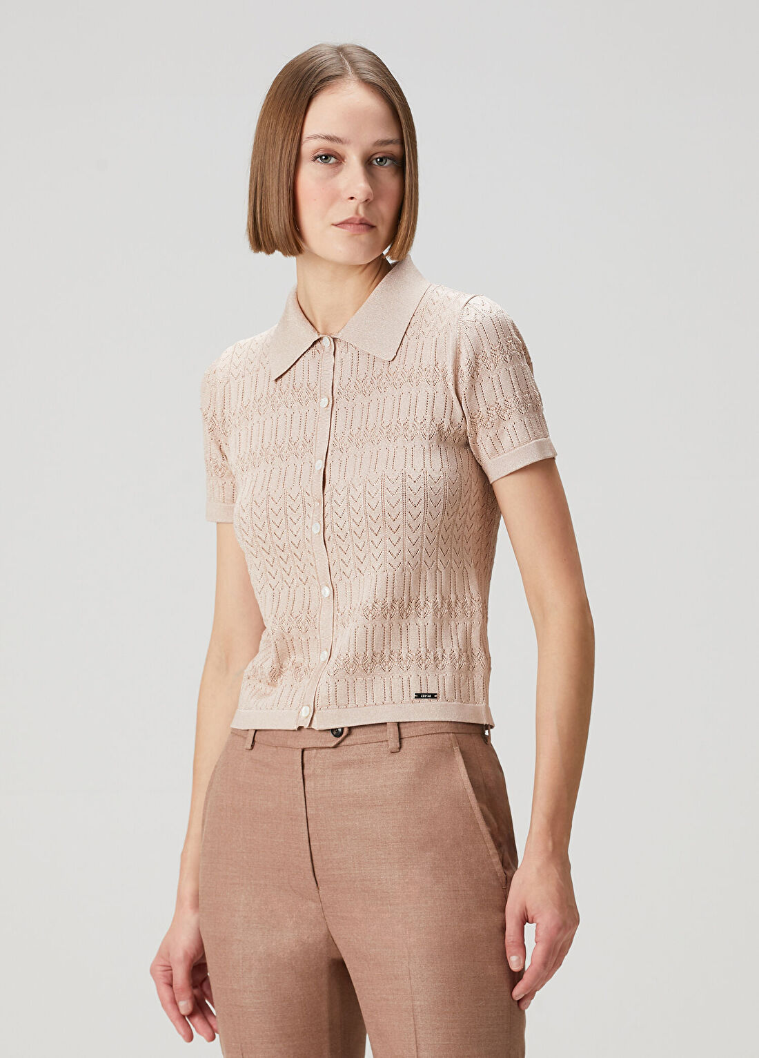 Kiton Pembe İpek Polo Triko görsel 3
