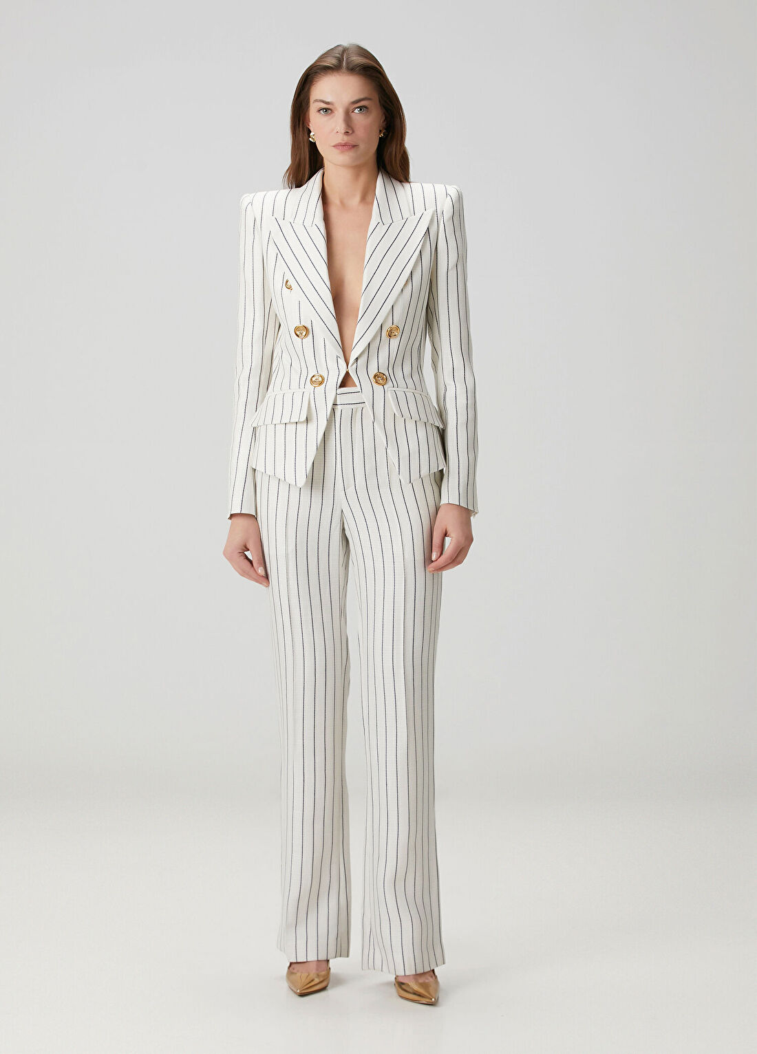 Balmain Lacivert Beyaz Çizgili Pantolon
