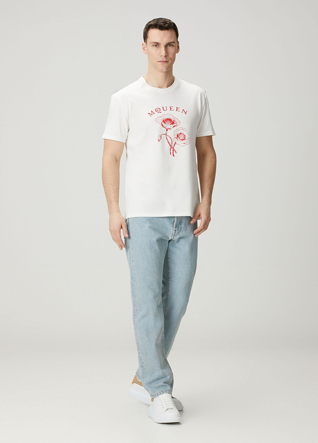 McQueen Kırmızı Beyaz Logo Detaylı T-shirt görsel 2
